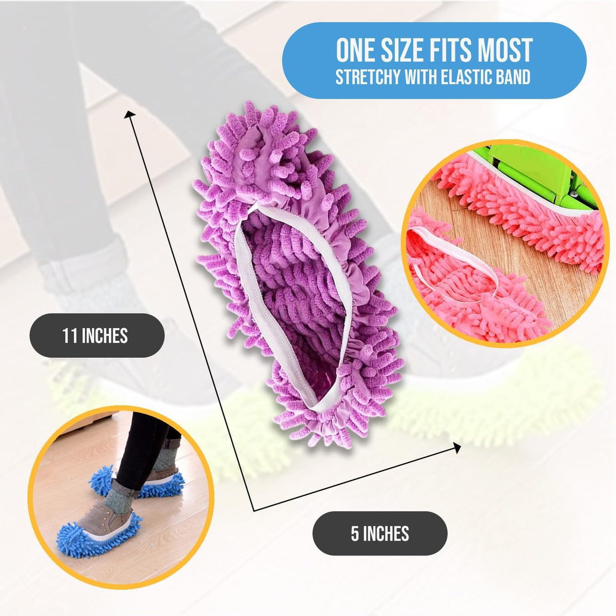 Winterlace Mop Slippers 20 Pcs (10 Pairs) Microfiber Chenille House Floor Dusting Cleaning Socks