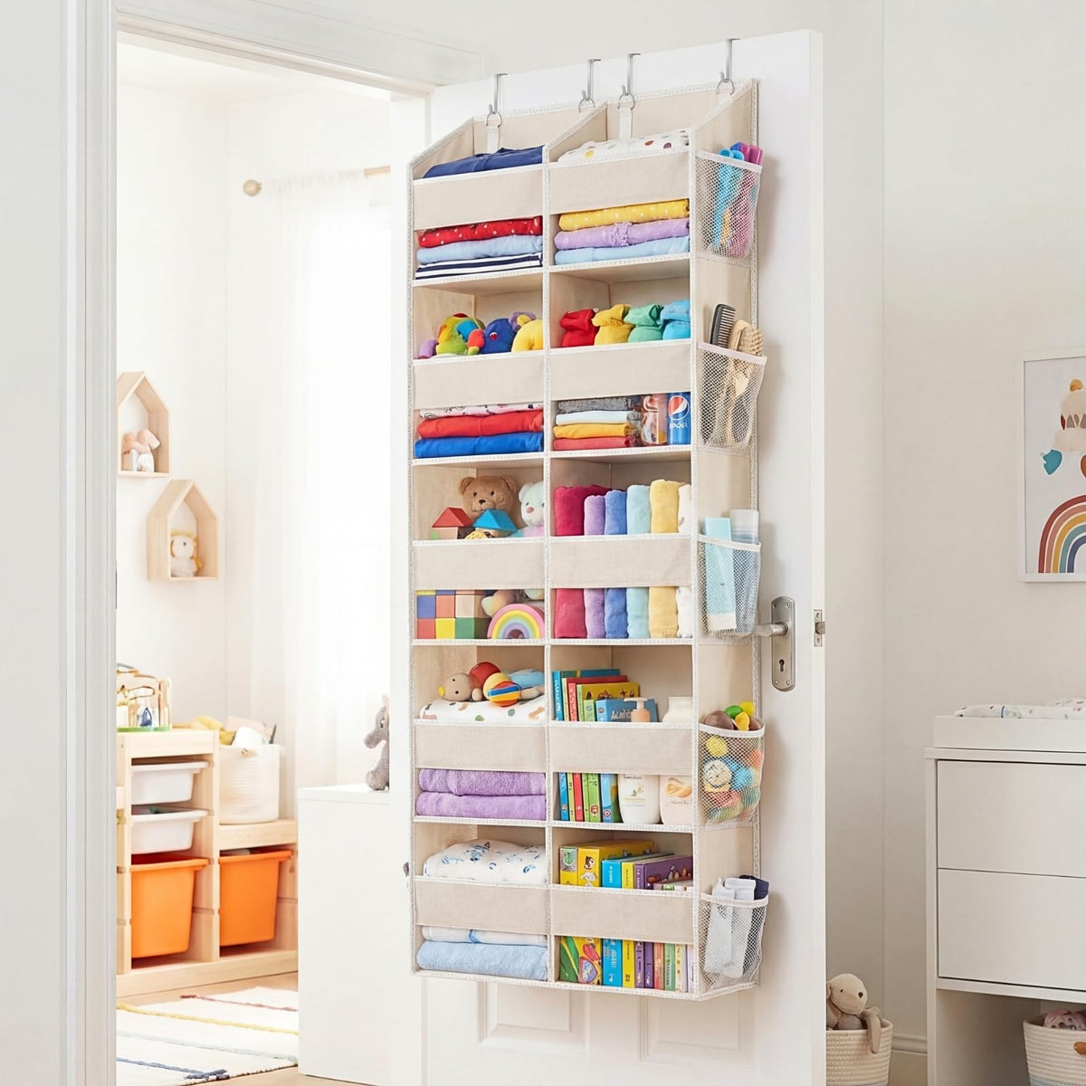 Ofiray-home Over the Door Organizer 5 Tiers,Extra Large Behind Door Storage of 10 Compartments,80