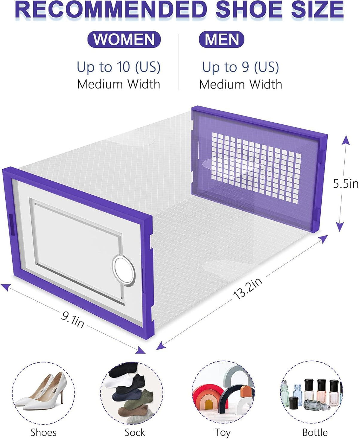 Kuject Shoe Organizers Storage Boxes for Closet, 12 Pack Clear Plastic Stackable Storage Bins with