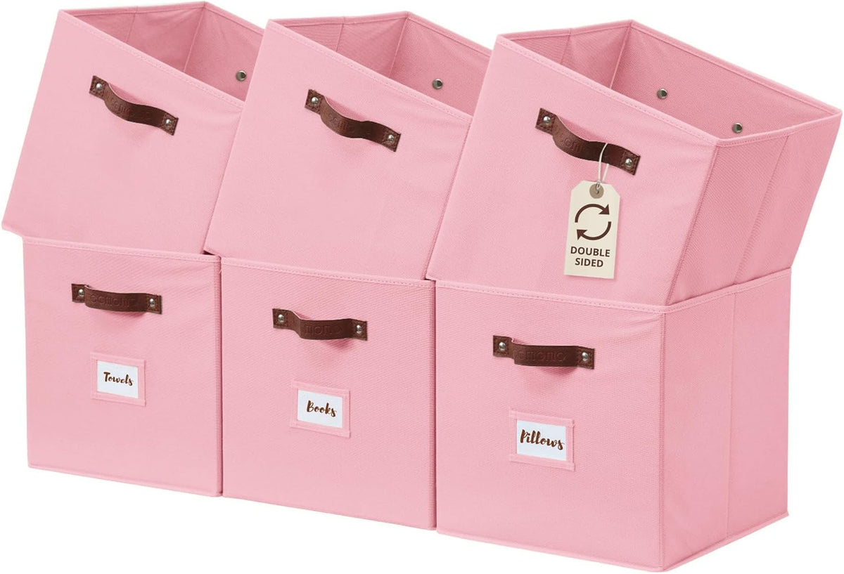 DECOMOMO Storage Bins, Cube Storage Bin with Labels, Fabric Storage Cubes for Shelves (10.5" x 11"