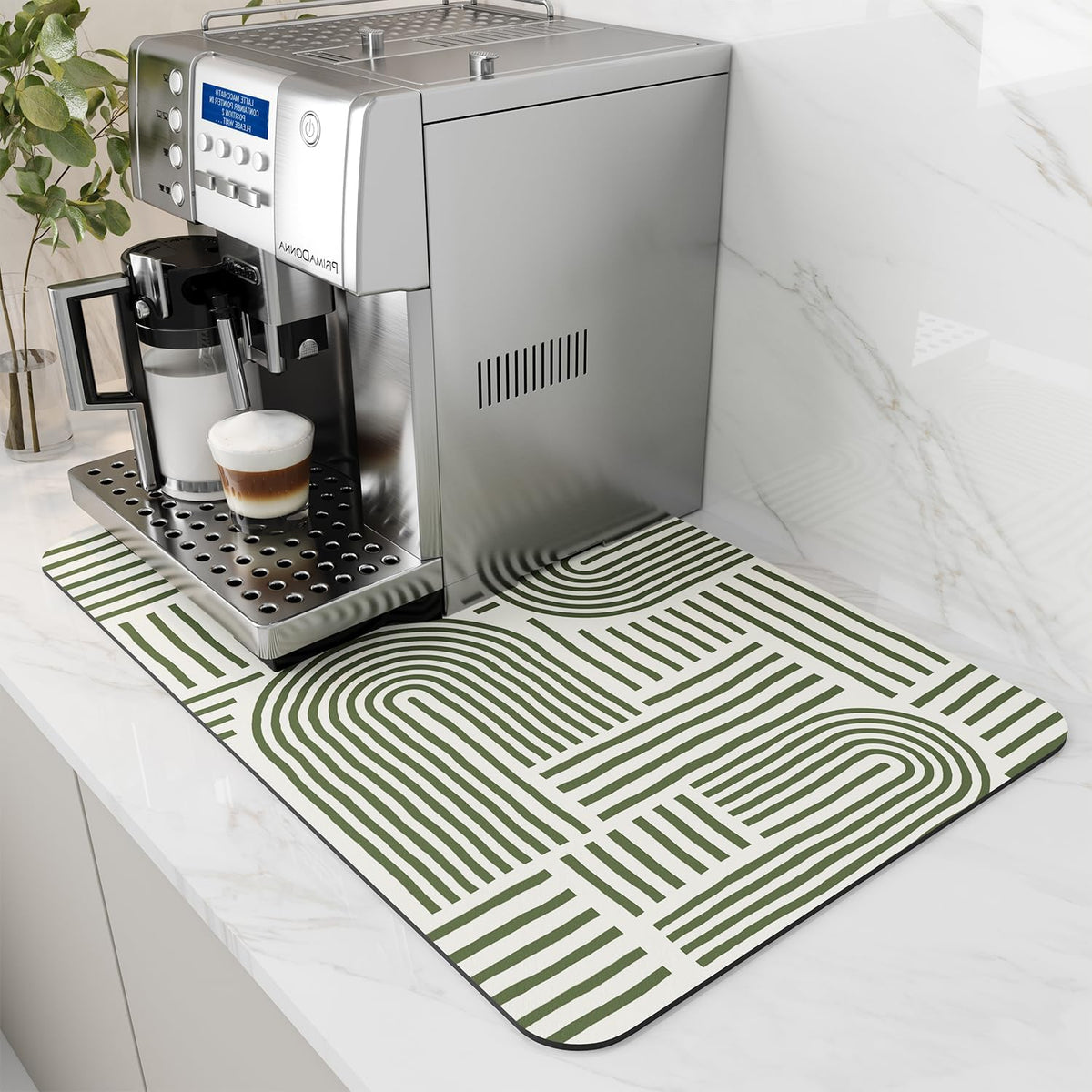 AMOAMI Coffee Mat Hide Stain Rubber Backed Absorbent Dish Drying Mat for Kitchen Counter - Fits