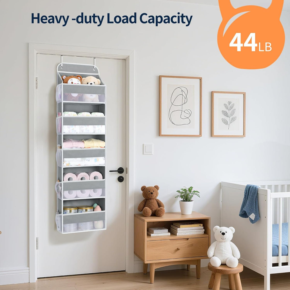 Yecaye Over The Door Organizer Storage, 5-Tier Heavy Duty Door Organizers Hanging with 10 Side Mesh