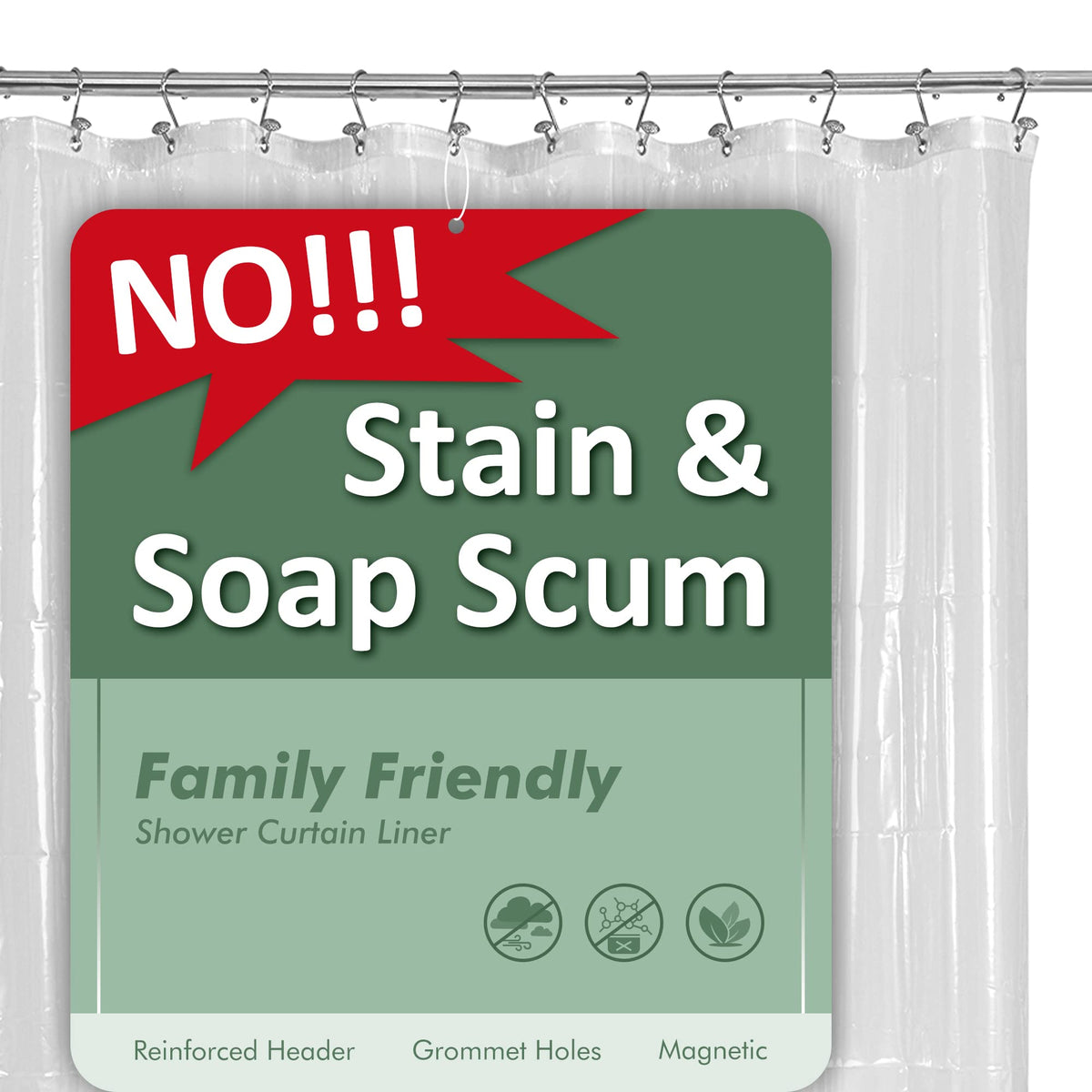 Barossa Design Premium Shower Curtain Liner Standard Size, Clear
