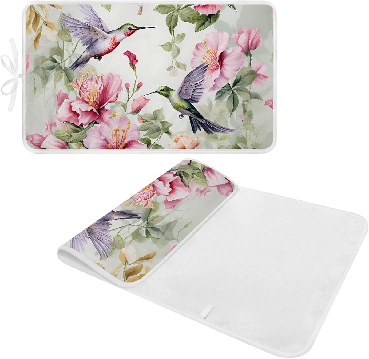 Hummingbird Ironing Mat for Table top Washer,Dryer,Countertop,Floral Print Portable Iron Pad