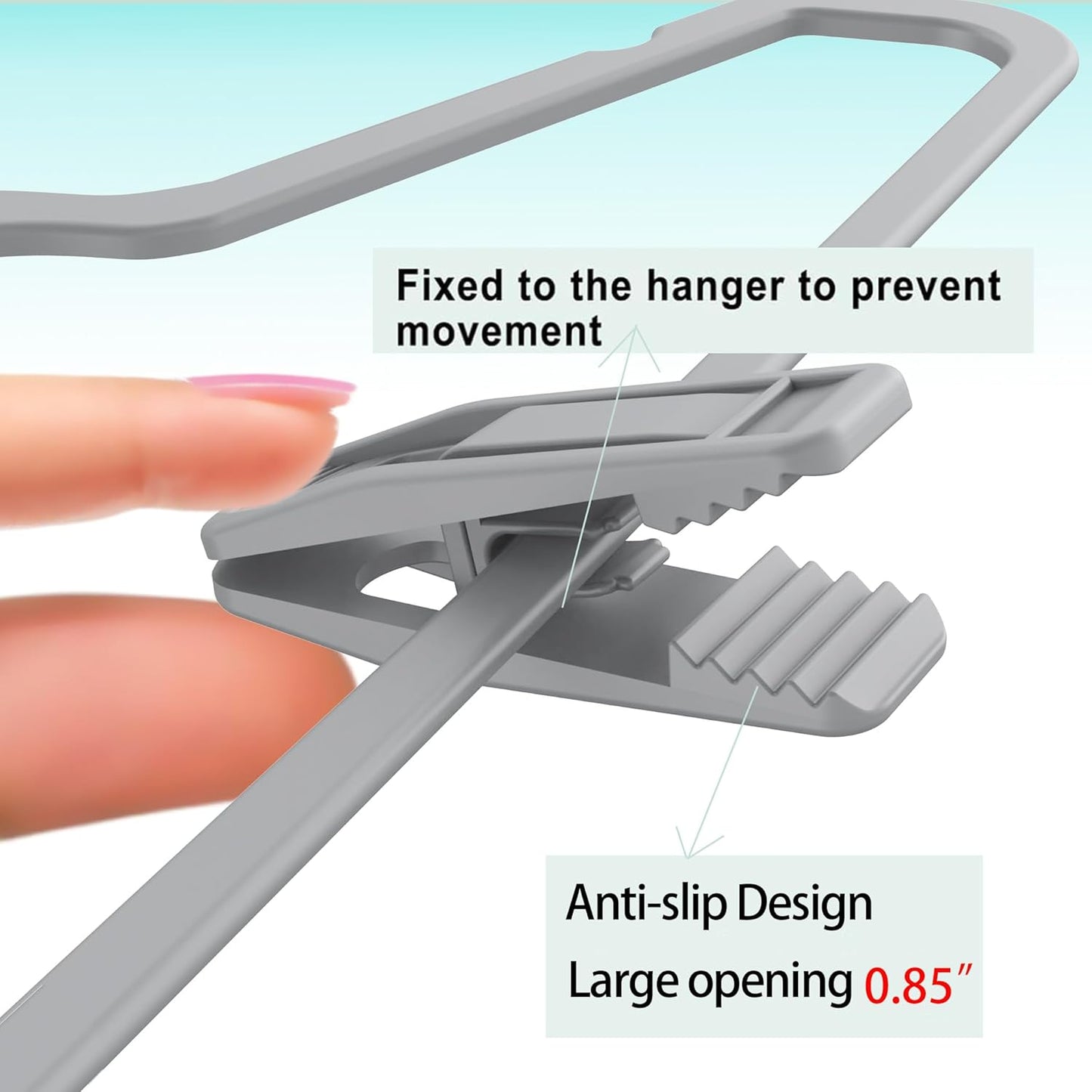 Hanger Clips Perfect for Velvet Hangers (Grey, 20 PCS), Strong Plastic Clips Pant Skirt Hanger