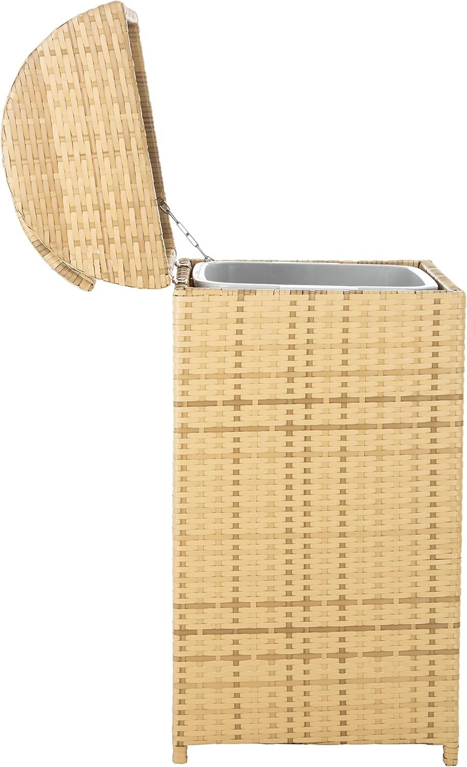SAFAVIEH Outdoor Collection Mazeli Natural Woven Swing Top Dome Lid Trash Bin (Fully Assembled)