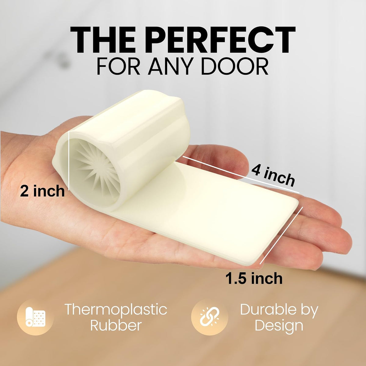 Ducki 2 Pack Door Wedge Stopper - 3 in 1 Thermoplastic Rubber Door Stop Wedge for The Top, Bottom