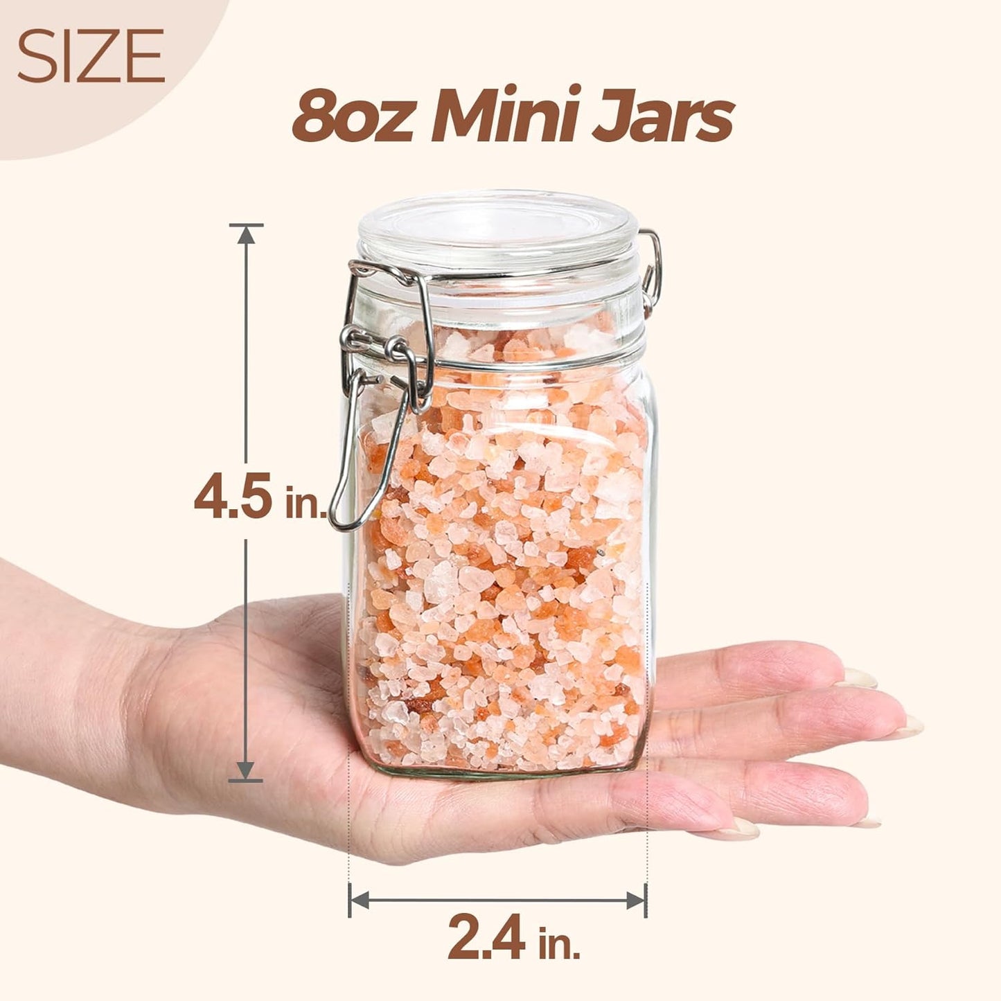 ComSaf Small Glass Jars with Airtight Lid Set of 6, Spice Jars 8 oz, Mason Jars 8 oz, Small Canning
