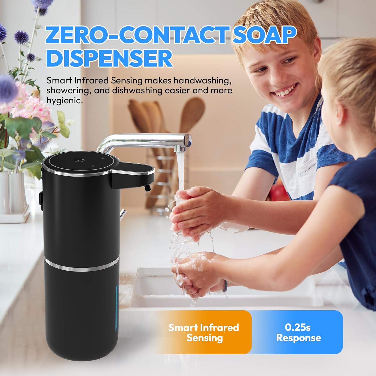 2 Pack Automatic Foaming Soap Dispenser,Touchless Foam Soap Dispenser,12.8oz Rechargeabled Wall