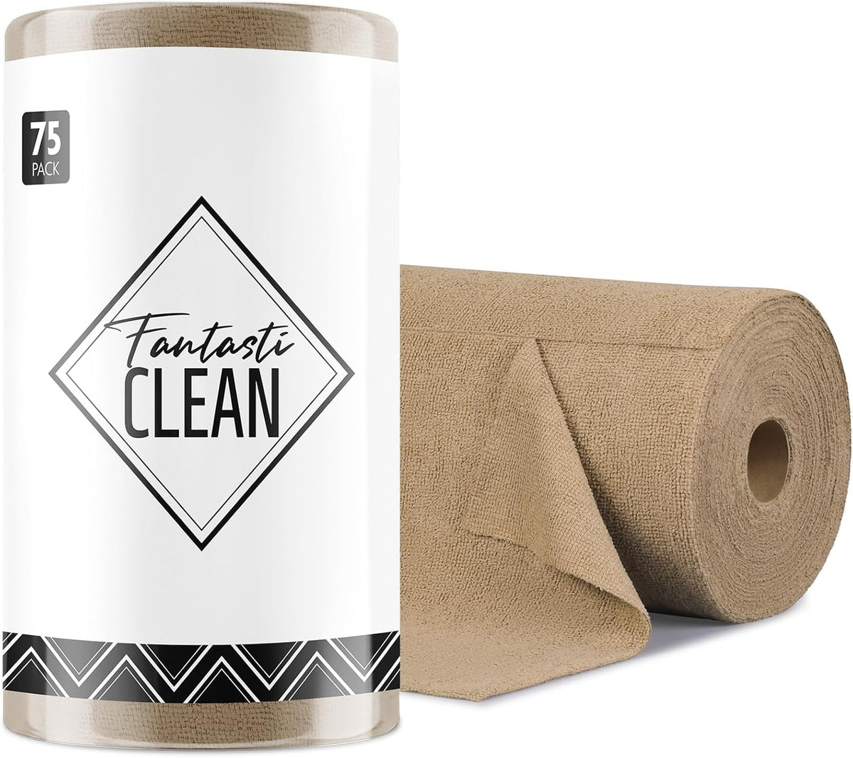Fantasticlean Microfiber Cleaning Cloth Roll -75 Pack, Tear Away Microfiber Towels, 12" x 12"