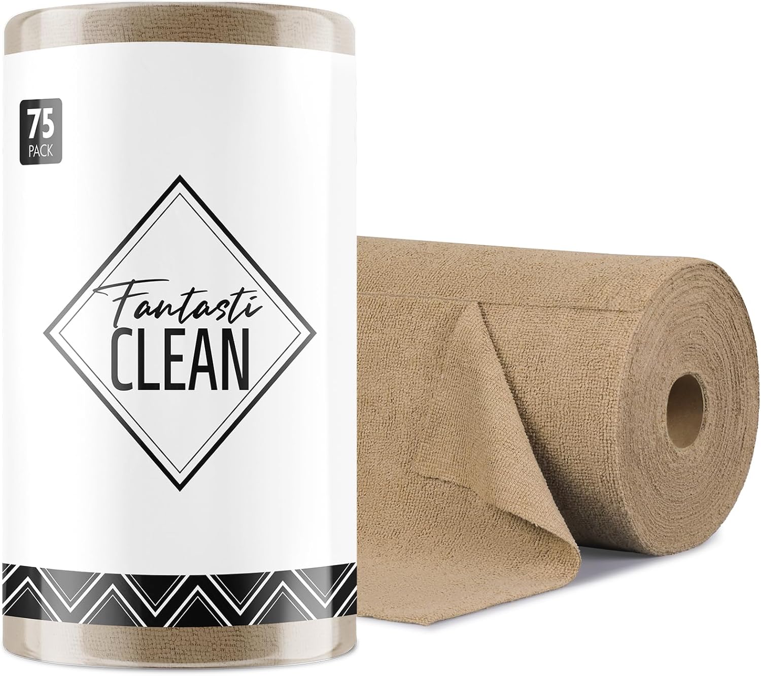 Fantasticlean Microfiber Cleaning Cloth Roll -75 Pack, Tear Away Microfiber Towels, 12" x 12"
