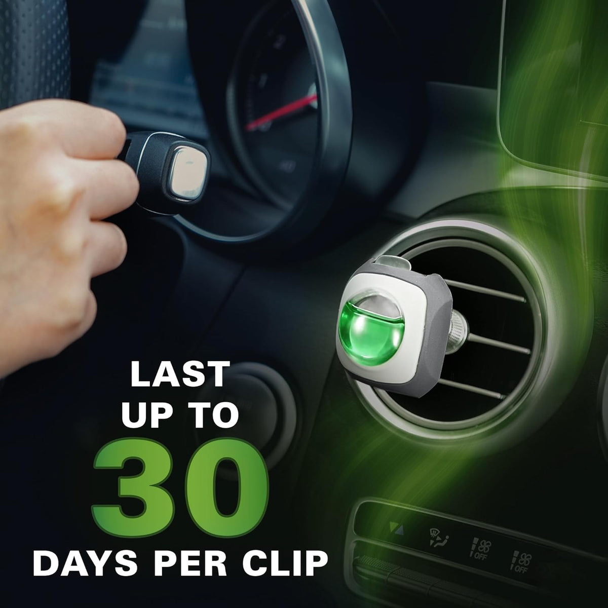 Air Jungles Green Tea Scent Car Air Freshener Clip, 6 Vent Clips, 4ml Each, Long Lasting Air