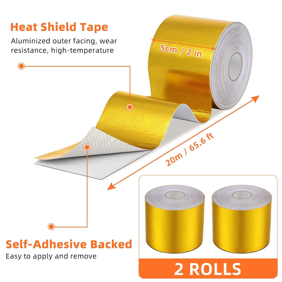 Zonon 2 Rolls Aluminum Foil Tape Heat Shield Tape Barrier Adhesive Reflective Fiberglass Thermal