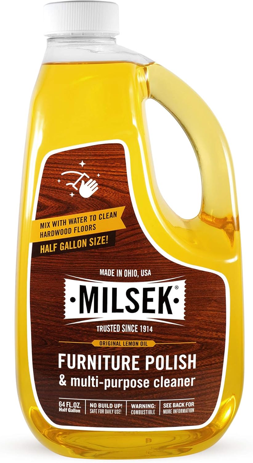 Milsek Furniture Polish and Wood Cleaner with Lemon Oil - Multipurpose Solution for Home