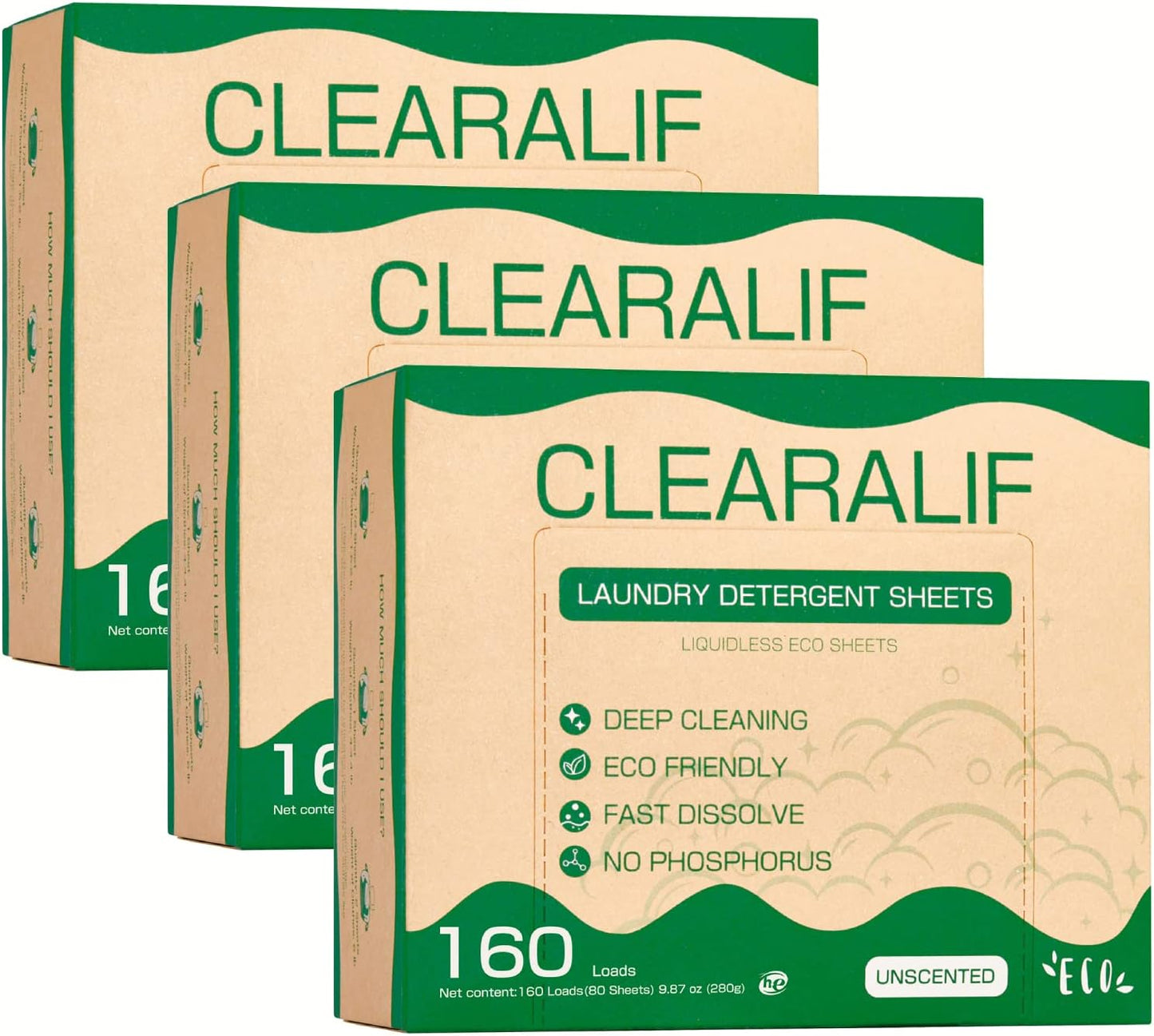 CLEARALIF Laundry Detergent Sheets (480 Loads), Unscented,Great For Travel, Apartments, Dorms