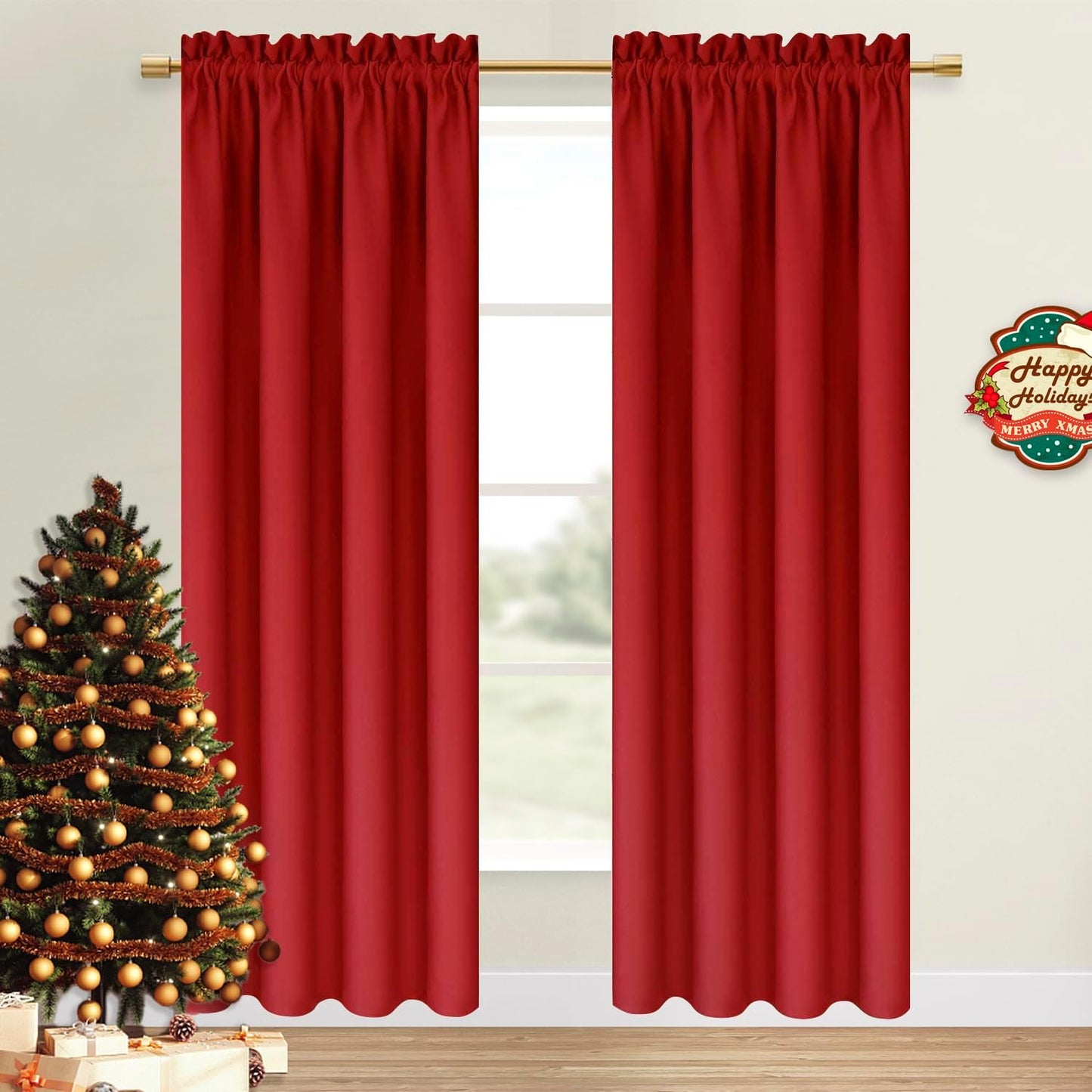 DWCN Christmas Blackout Curtains for Bedroom – Thermal Insulated Room Darkening Drapes for Living