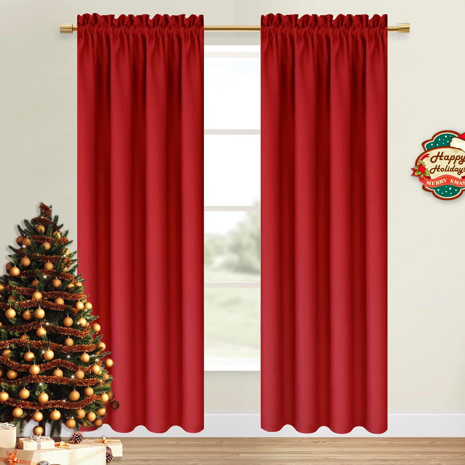 DWCN Christmas Blackout Curtains for Bedroom – Thermal Insulated Room Darkening Drapes for Living