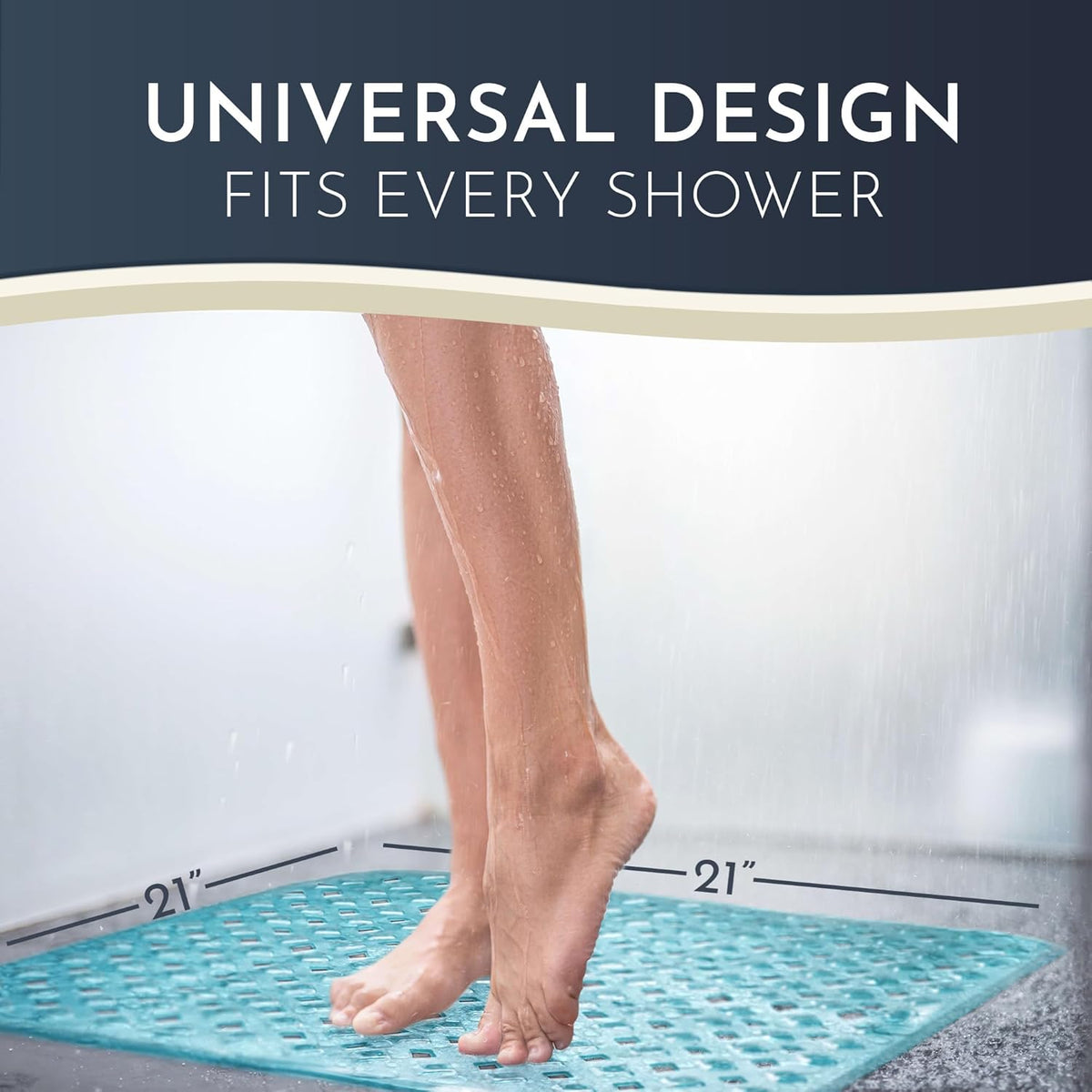 Homerella Anti Slip Shower Mat | Anti Mold Non Slip Bathtub Mat for Inside Shower | Square Floor