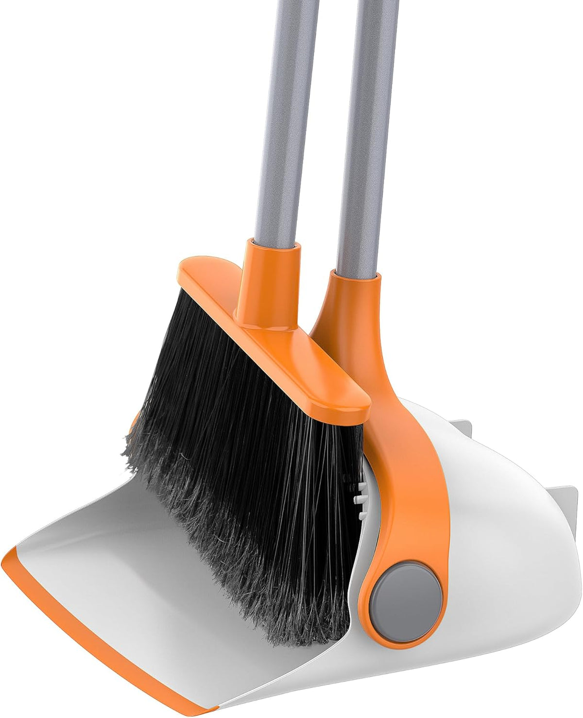 MR.SIGA Broom and Dustpan Set with Long Handle, Stand Upright Broom with Dustpan Combo for Cleaning