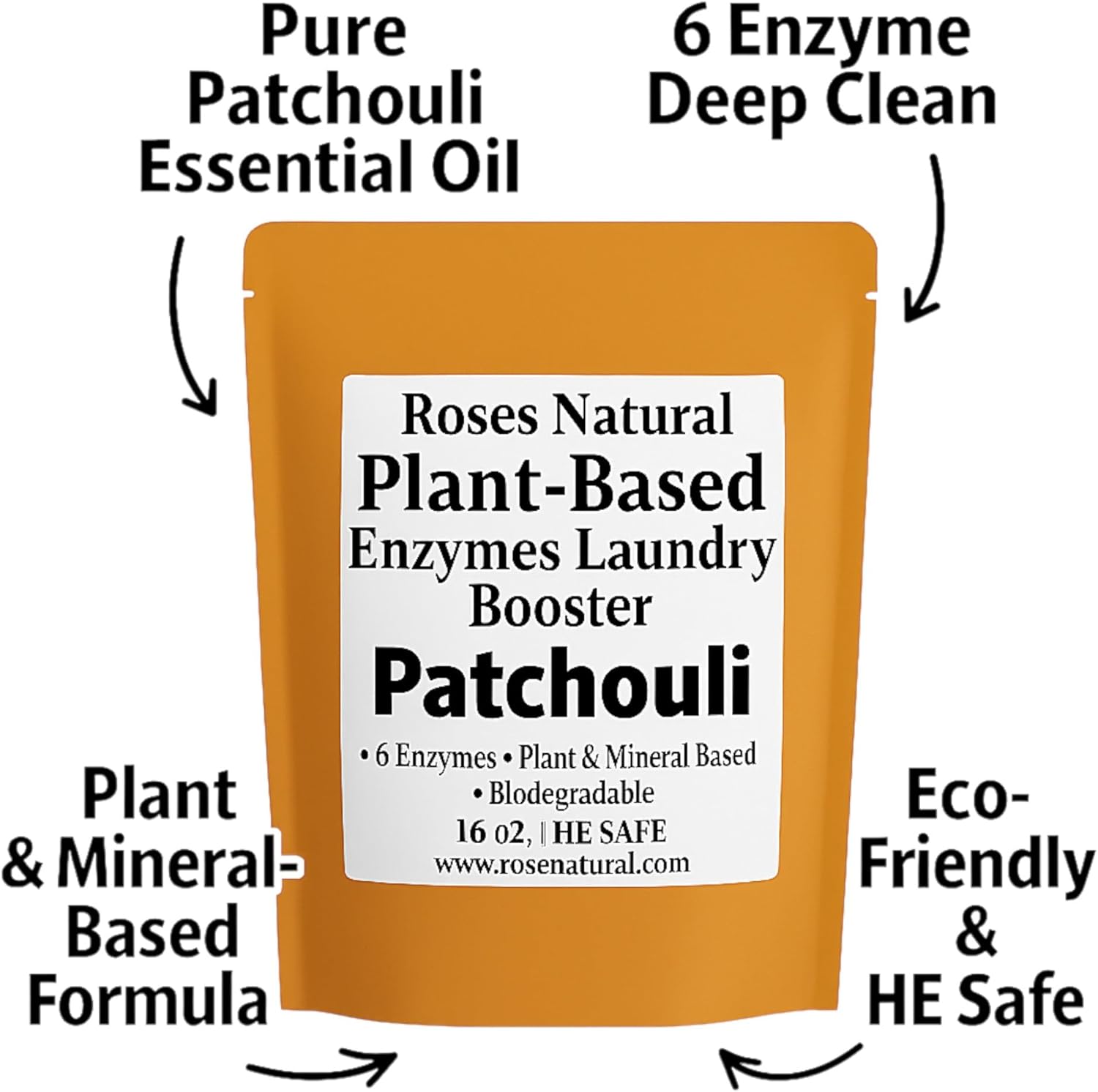 Natural Enzyme Laundry Booster – Patchouli | 6 Enzymes | Deep Clean System | Earthy Essential Oil