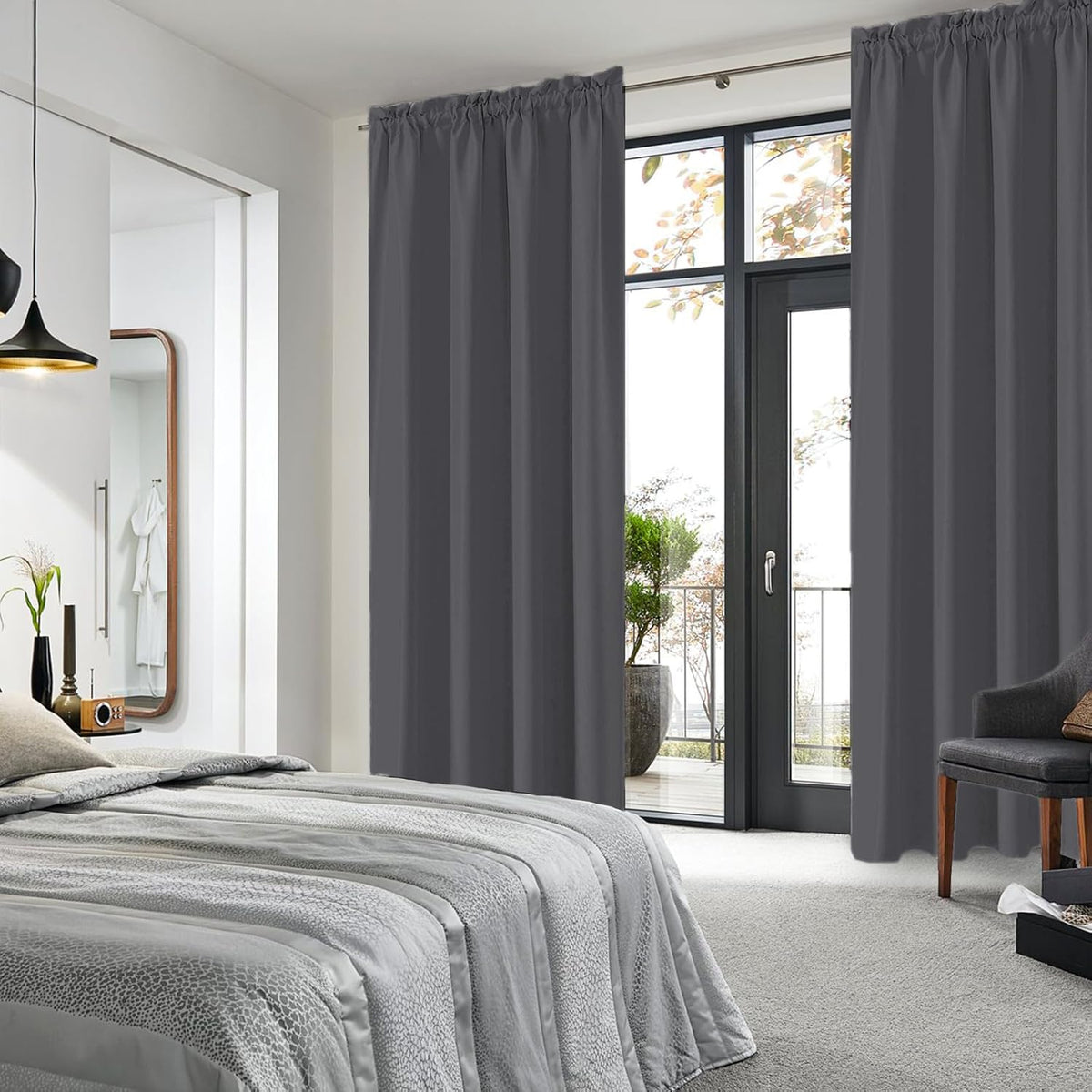 DWCN Bedroom Blackout Curtains 70 x 84 Inches Length 2 Panels Set, Solid Thermal Insulated Energy