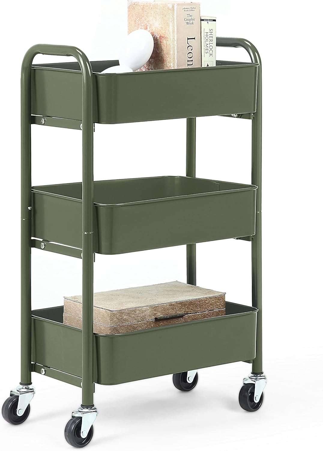 SunnyPoint 3-Tier Delicate Compact Rolling Metal Storage Organizer - Mobile Utility Cart