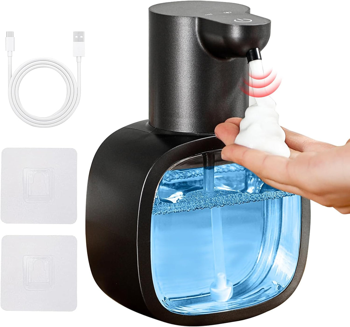 Automatic Foaming Soap Dispenser, 17oz/500ml Touchless Rechargeable with 4-Level Adjustable & IPX5