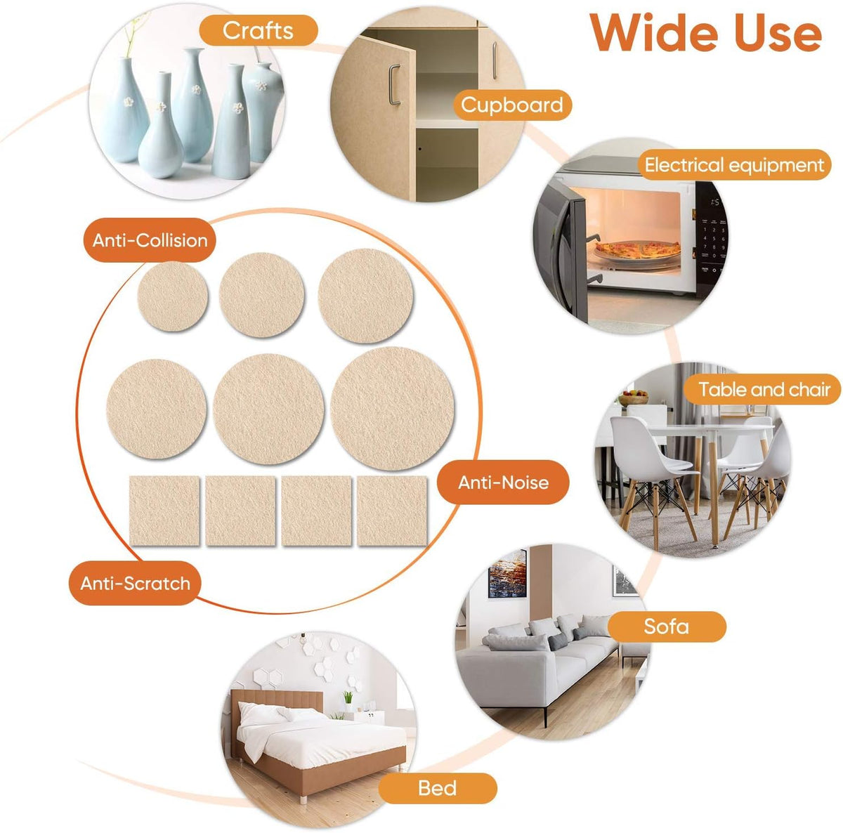 Furniture Pads 300 Pack Premium Furniture Felt Pads (Beige), Huge Quantity Self Adhesive Anti
