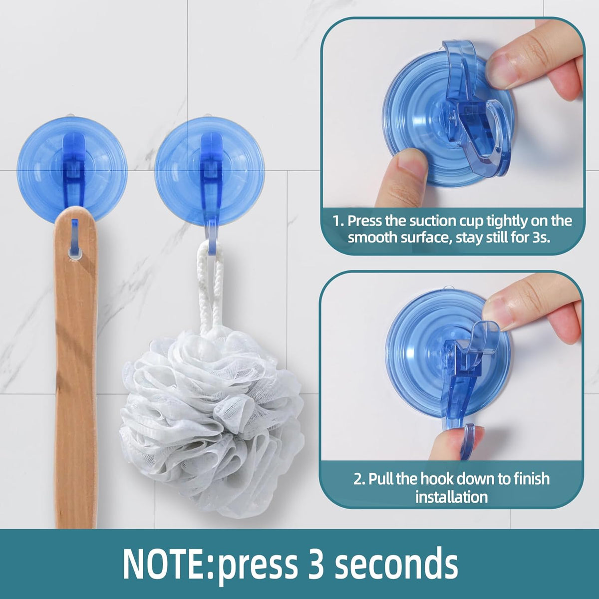 Antimbee Suction Hooks, 10 Pack Reusable Hangers, Removable Small Suction Cups for Shower