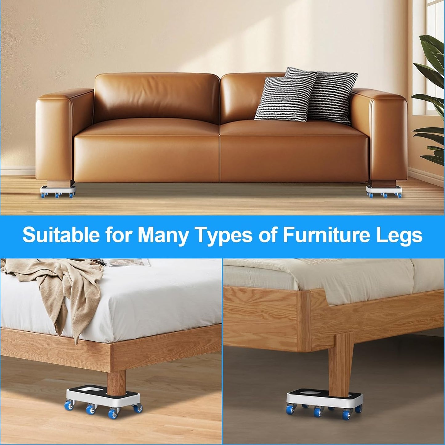 Furniture Dolly with Dual Groove Design: Furniture Sliders with 6 Wheels - for Various Types of