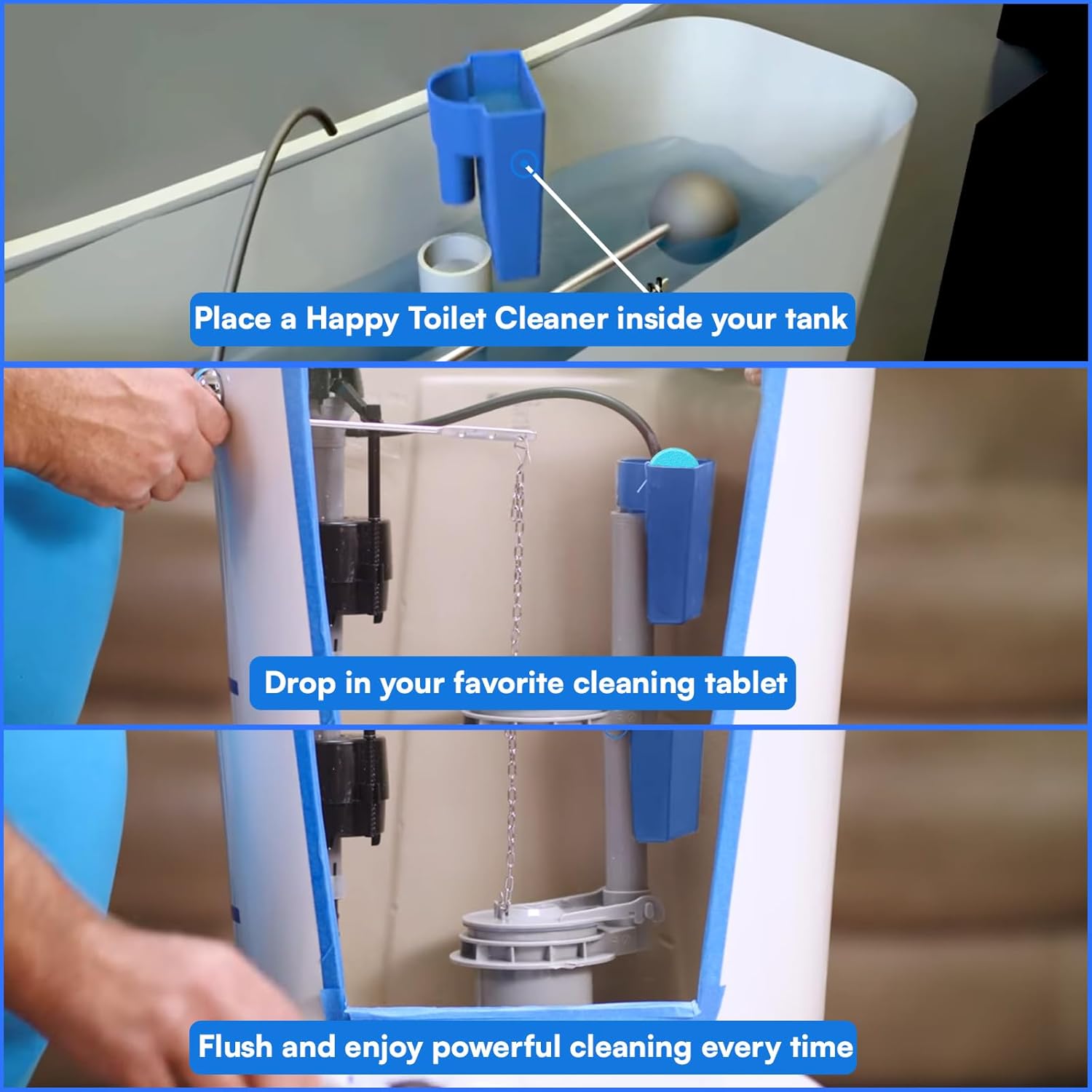 Happy Toilet Cleaner – Self-Cleaning Toilet System | Easy Install Toilet Tablet Holder for a Deep