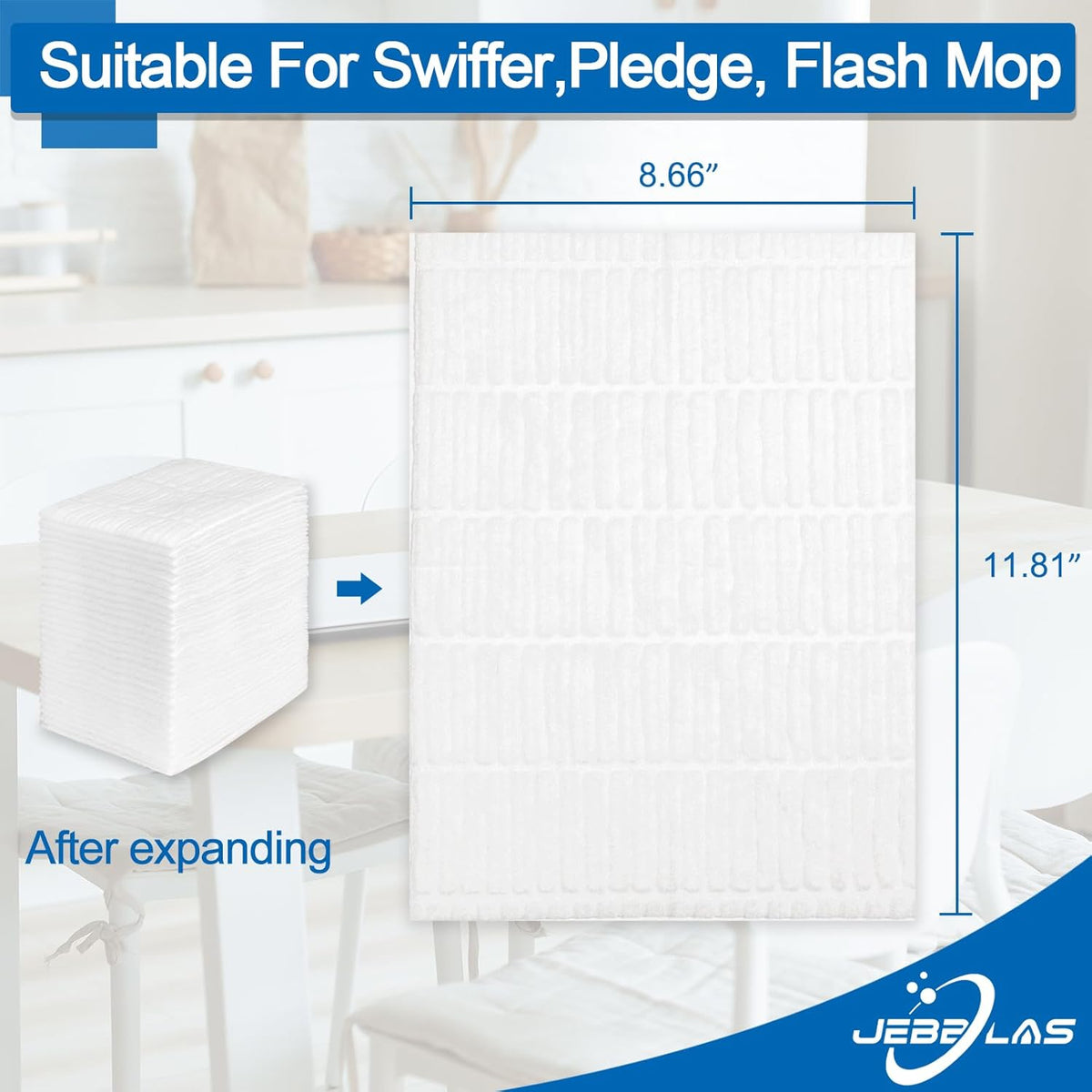 JEBBLAS Disposable Mop Cloth Dry Sweeping Pad for Floor Mop Sweeping Cloths Multi Surface Refills