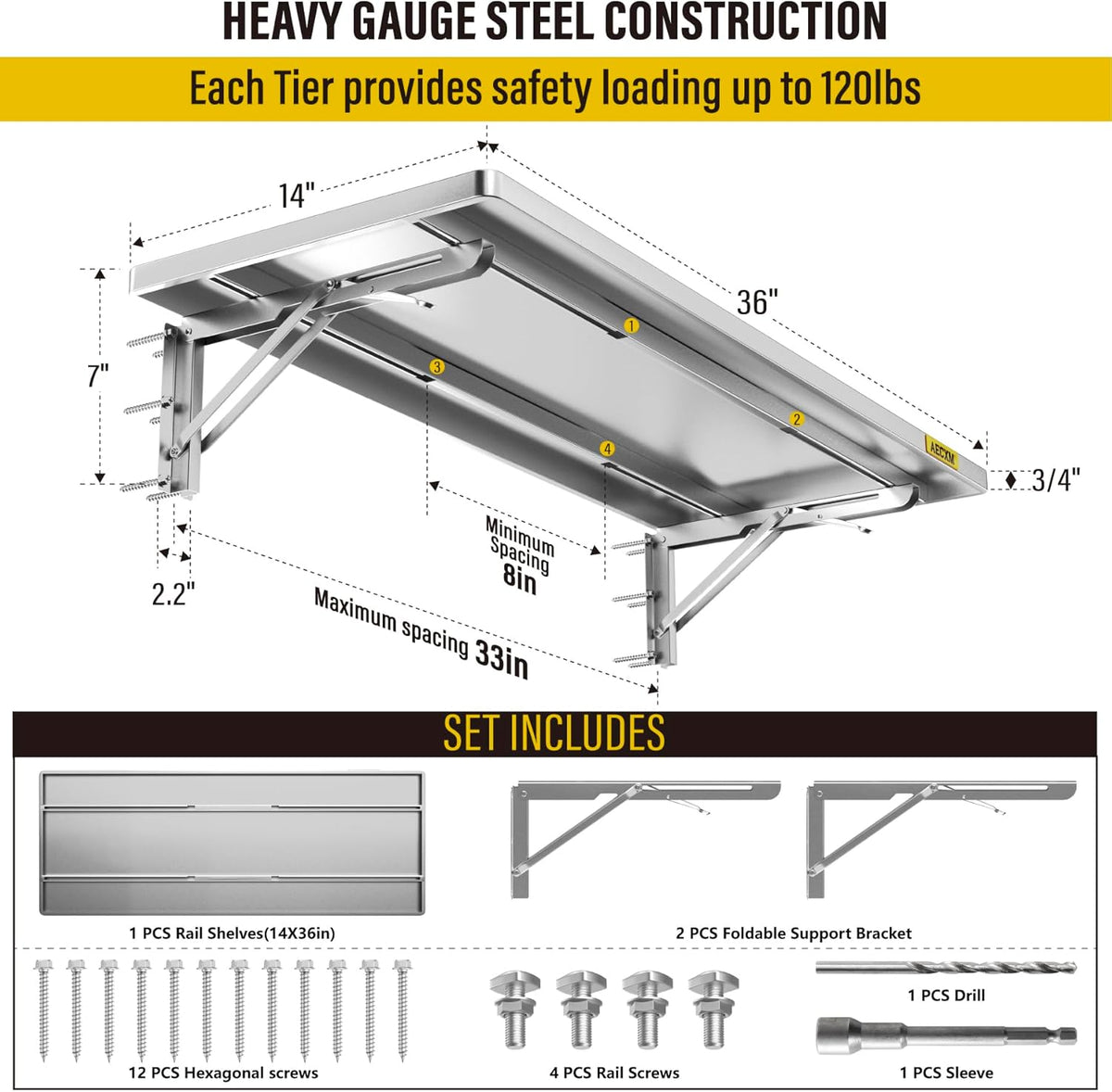 1.2x3ft Adjustable Rail Type Folding Storage Rack Shelf, Suitable for Garage, Storage Room