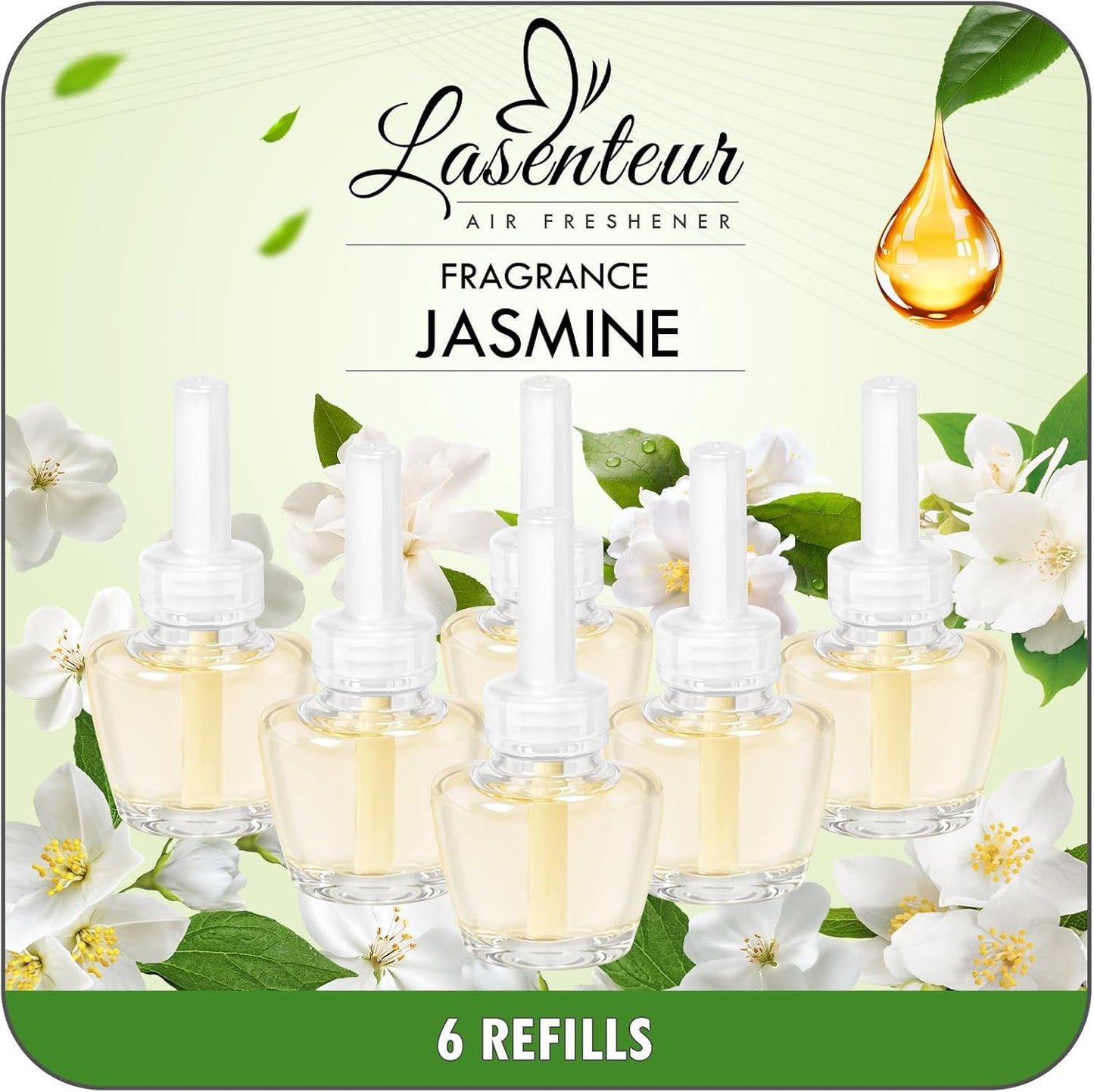 Plug-in Refills Home Plug-in Air Freshener - Jasmine Essential Oil Refills 6 Count Long-Lasting