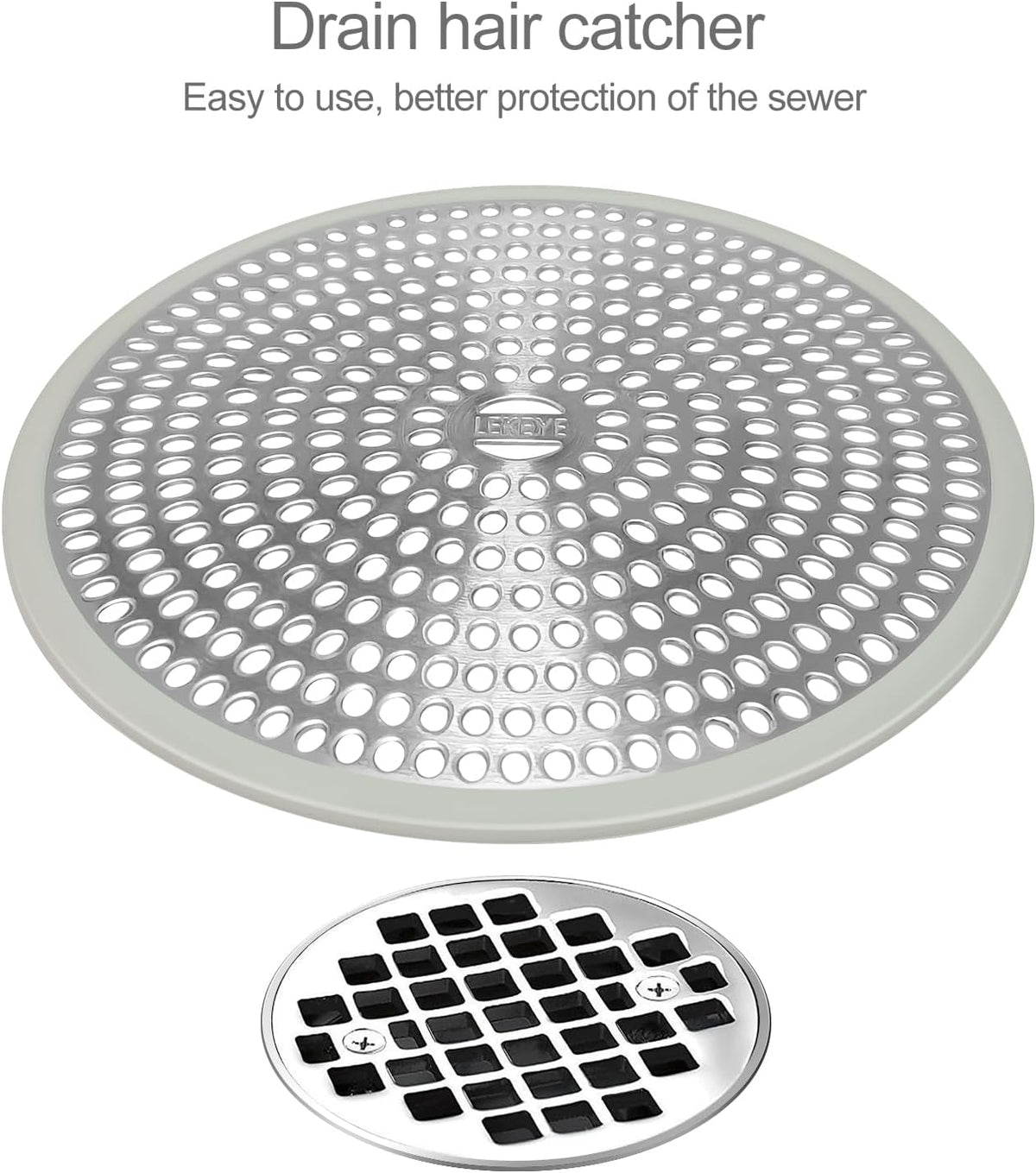 LEKEYE Shower Drain Hair Catcher | Strainer | Shower Stall Drain Cover | Bathroom Drain Protector
