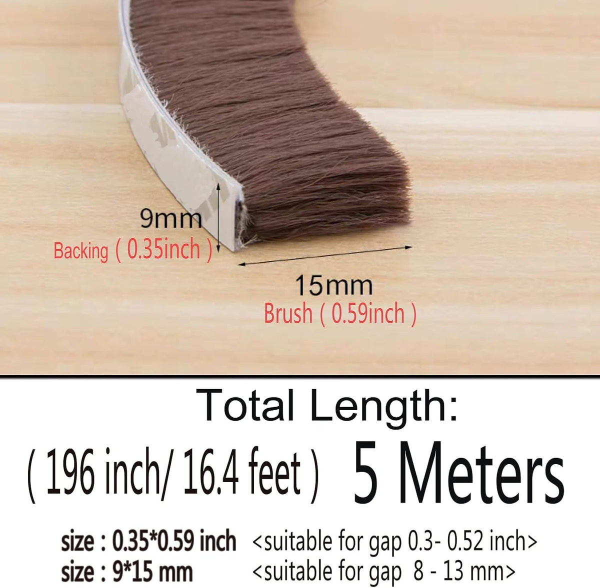 Brush Weather Stripping for Windows/Doors Frame Side, Pile Self Adhesive Weatherstrip Seal Strip