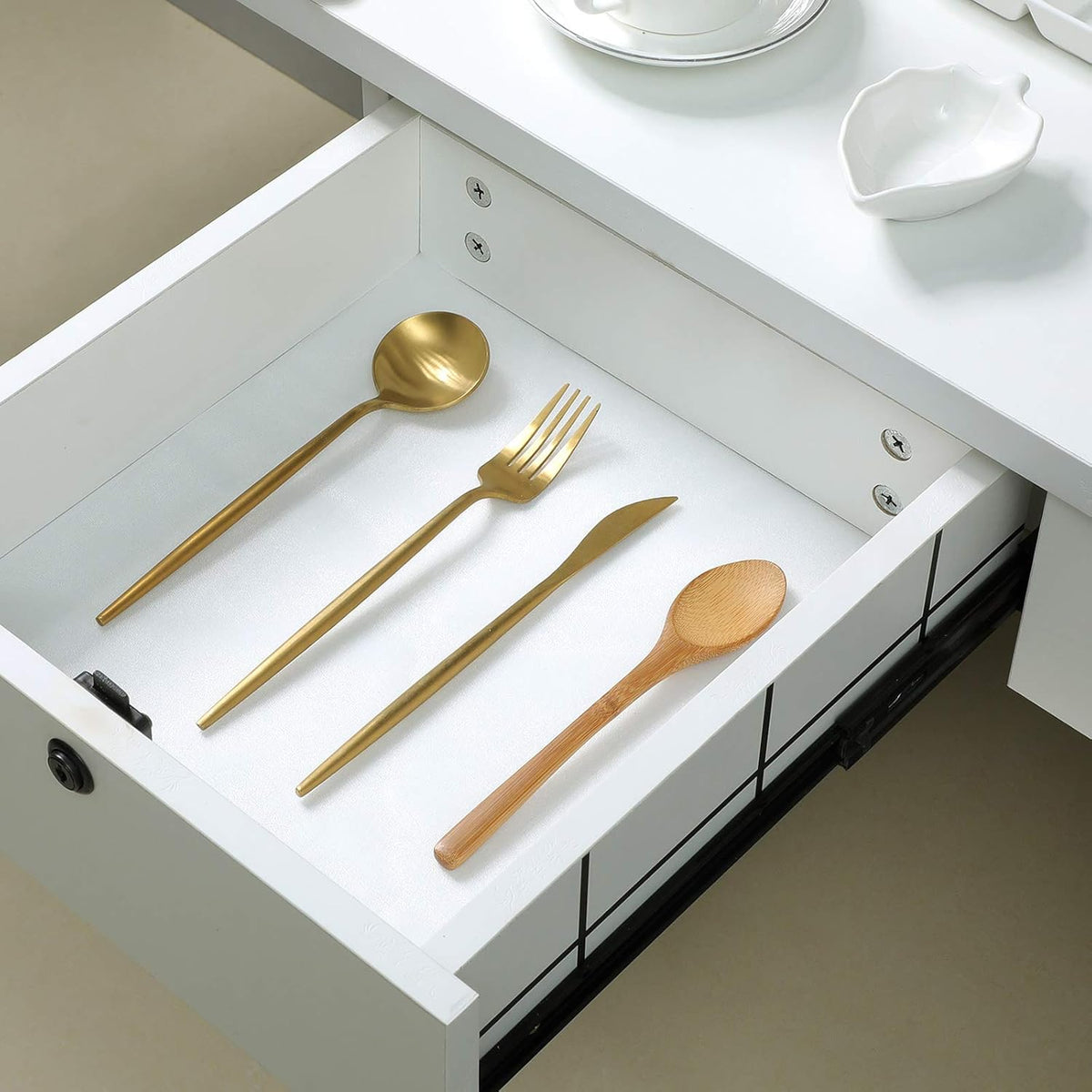 Shelf Liner Silicone Shelf Liners for Kitchen Cabinets Non-Adhesive Non-Slip Waterproof Cabinet