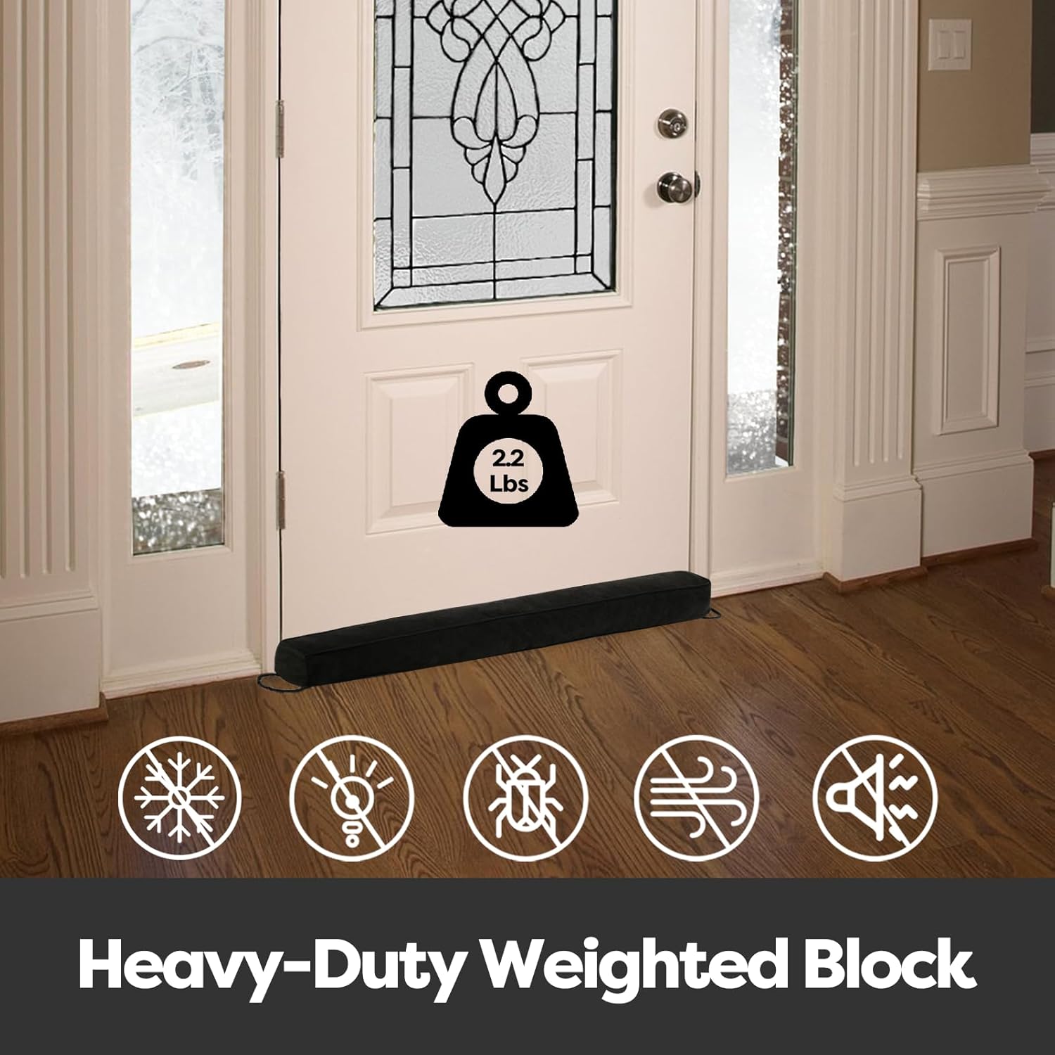 Comfyanno 38 Inch Weighted Door Draft Stopper for Front Door, Easy to Use Heavy Door Bottom Cold