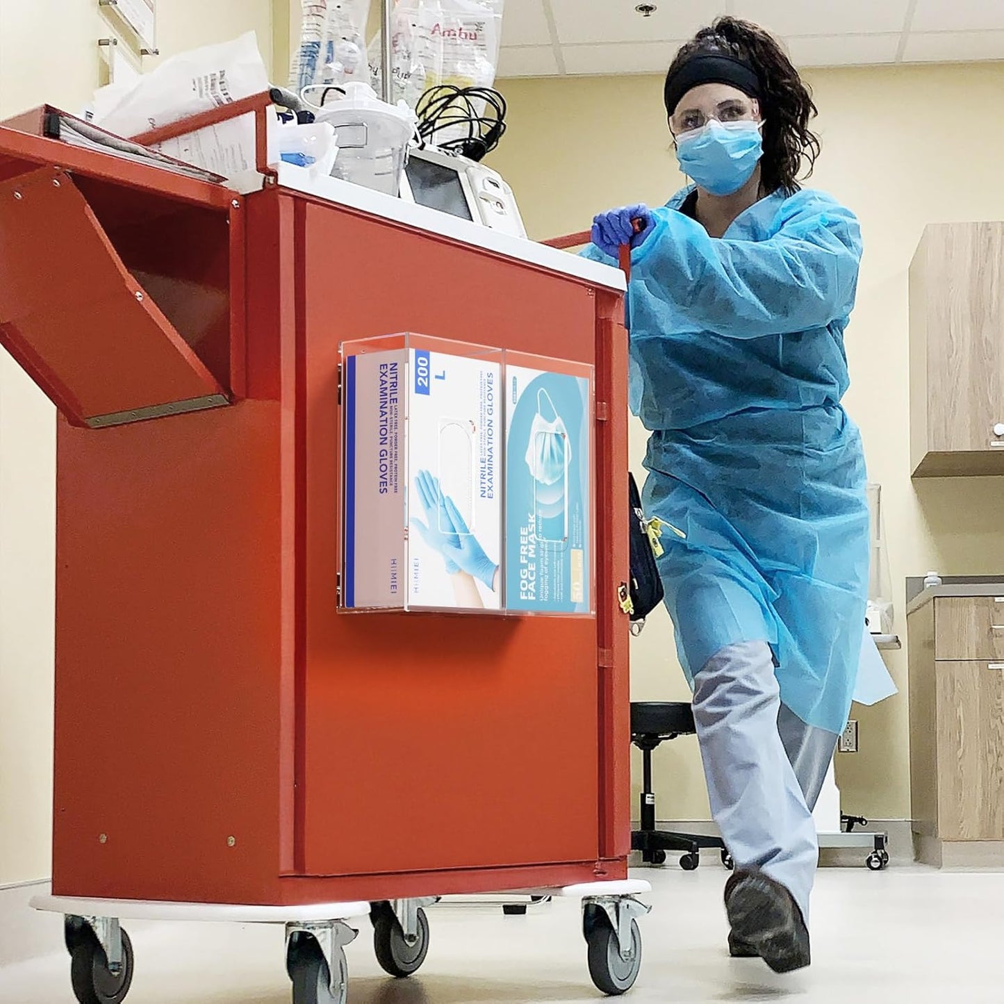 HIIMIEI Glove Holder for Wall Mount: Magnetic Gloves Box Holder, Acrylic Disposable Rubber Latex