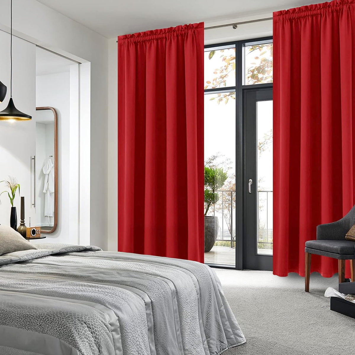 DWCN Christmas Blackout Curtains Room Darkening Thermal Insulated Bedroom Curtains Window Curtain