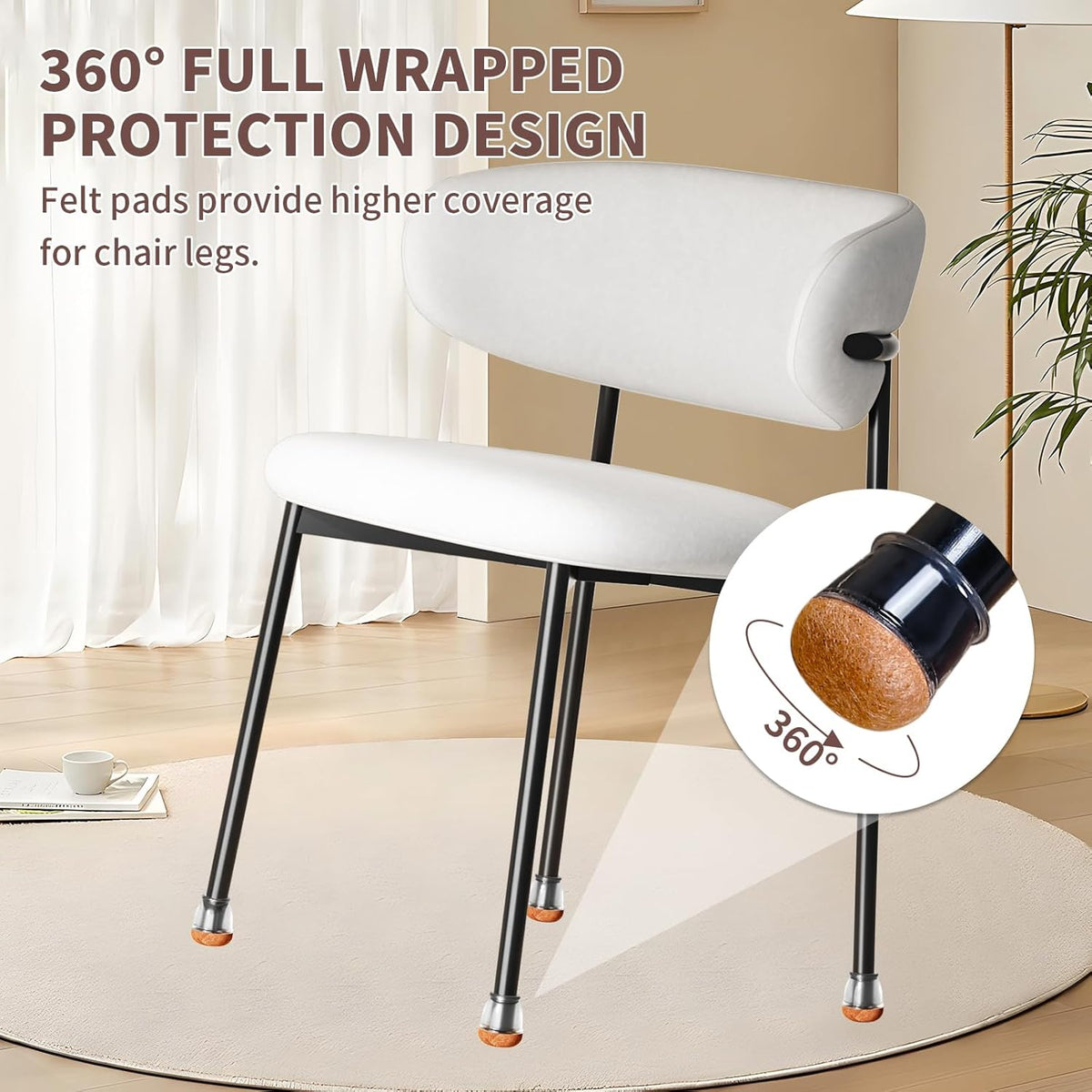 Ezprotekt 24 Pcs Extra Small Clear Round Chair Leg Floor Protectors for Wooden & Tiles Floors, Felt