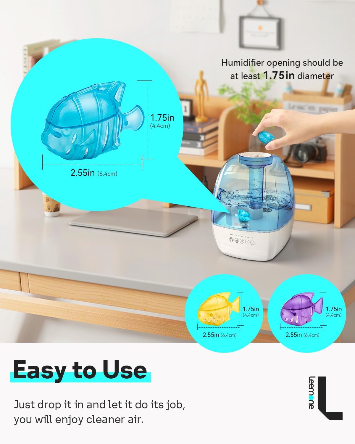 Leemone Humidifier Cleaning Fish for Humidifiers & Fish Tanks, 6 Pack Humidifier Cleaner, Purifies
