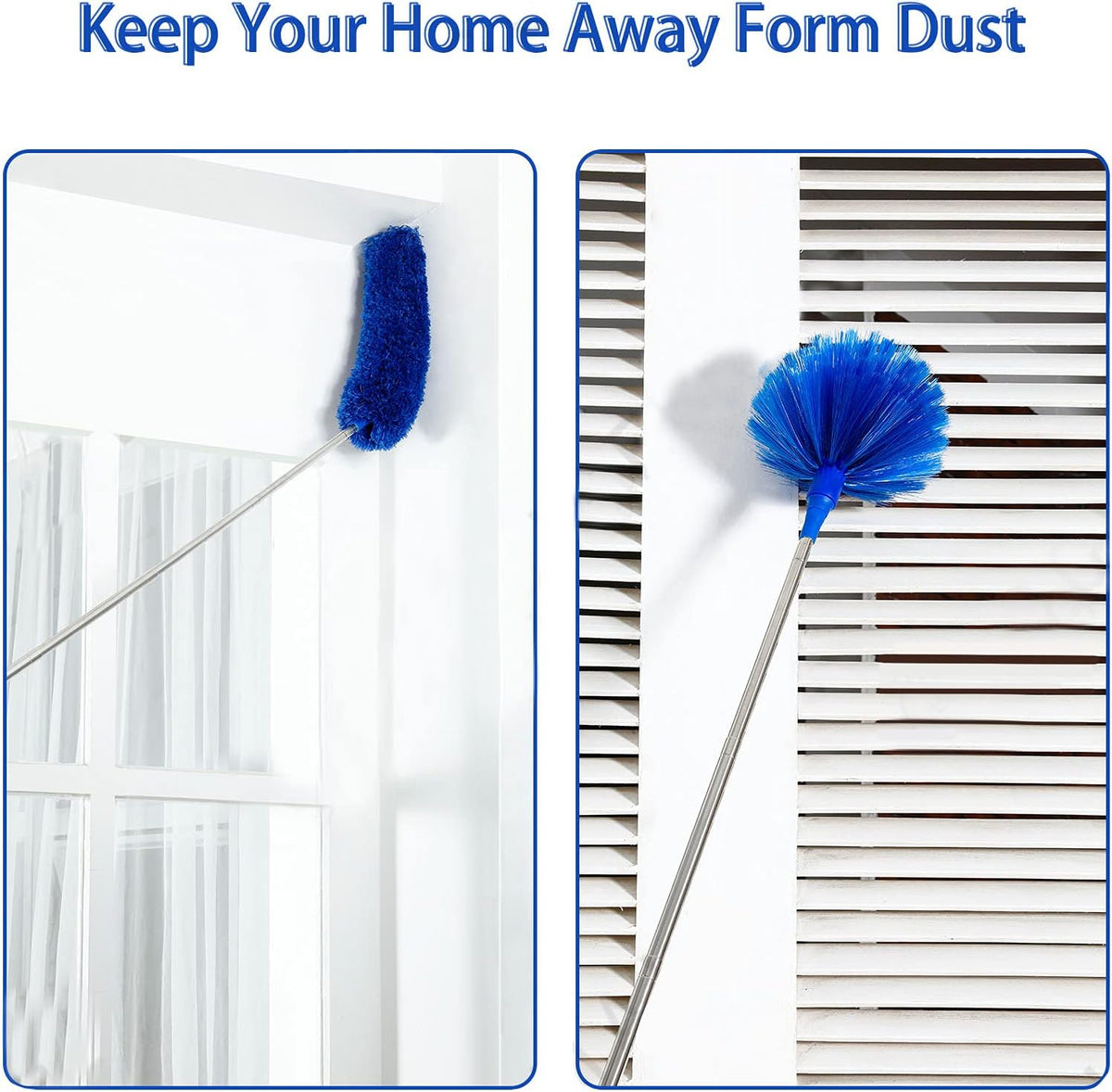 Duster, Microfiber Dusters with 2 Handle Sets, Durable 15-98.1 Inches Long Telescopic Rod