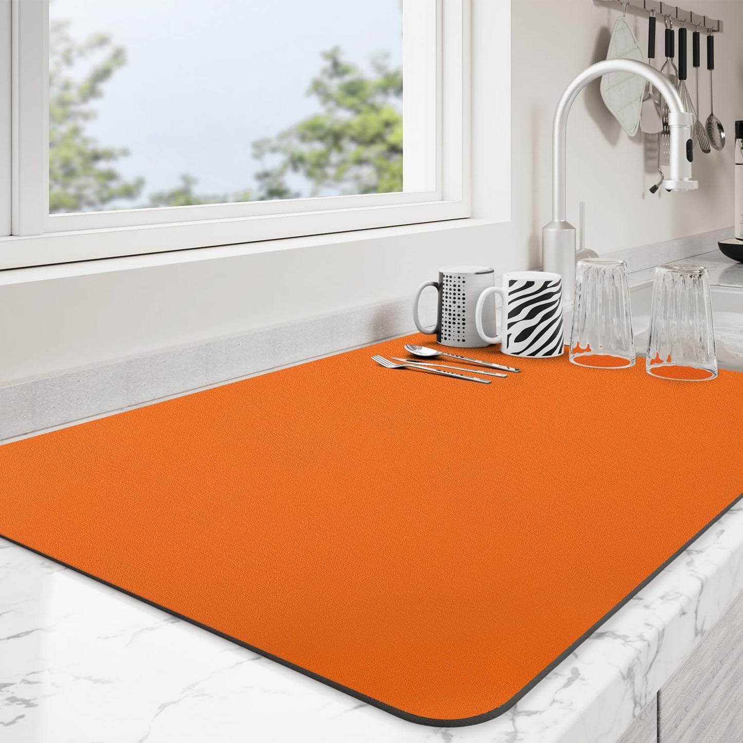 Dish Drying Mat for Kitchen Counter | Coffee Bar Mat for Countertops | Heat Resistant Drainer Mat