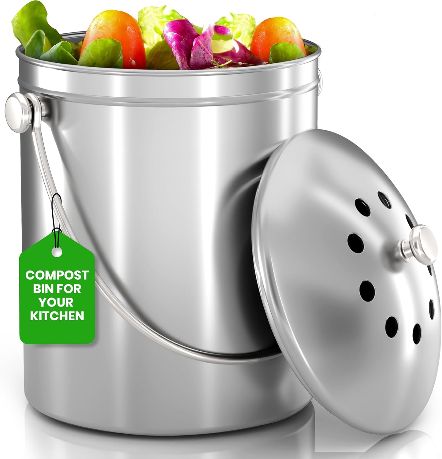 Utopia Kitchen Compost Bin for Kitchen Countertop, 1 Gallon Compost Bucket for Kitchen with Lid