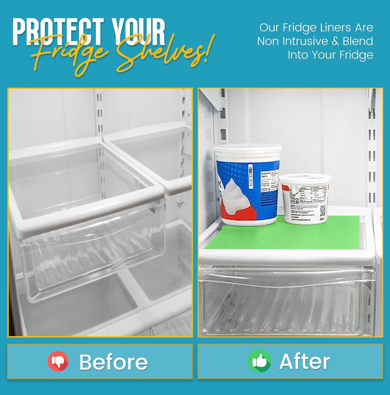 Refrigerator Liners for Shelves by Linda’s Essentials - Easy to Clean Fridge Liner with Spill