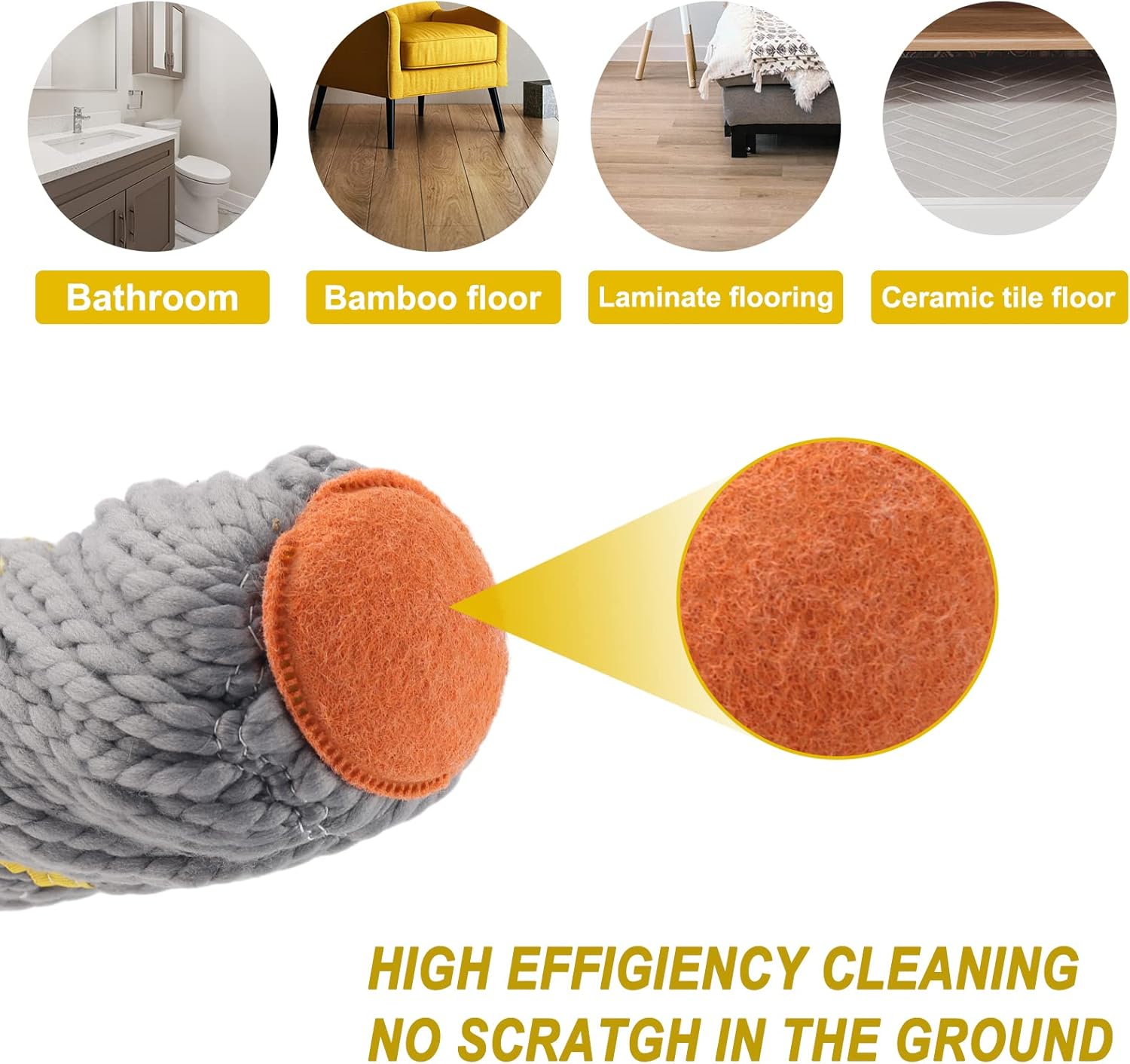 Self Wringing Twist Mop, Wet Mop for Floor Cleaning with 57 " Long Handle, Heavy Duty Floor Mop for