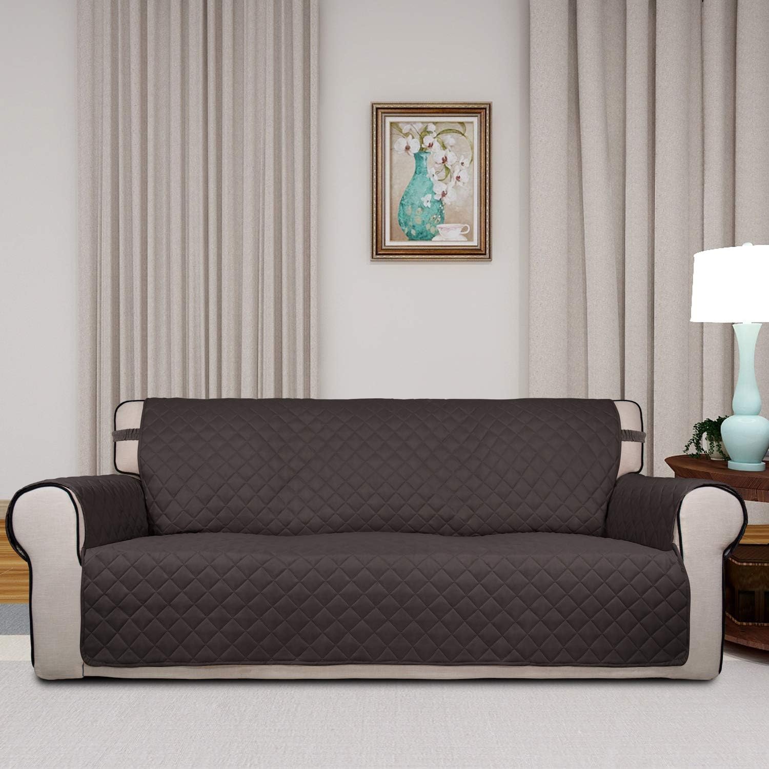 PureFit Reversible Quilted Sofa Cover, Water Resistant Slipcover Furniture Protector, Washable