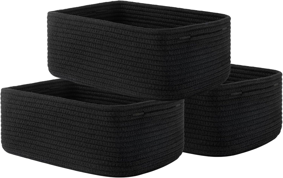 Small Woven Basket, 13.5 x 9.5 x 5 Inches, Storage Basket for Organizing, Cute Small Rope Shelf