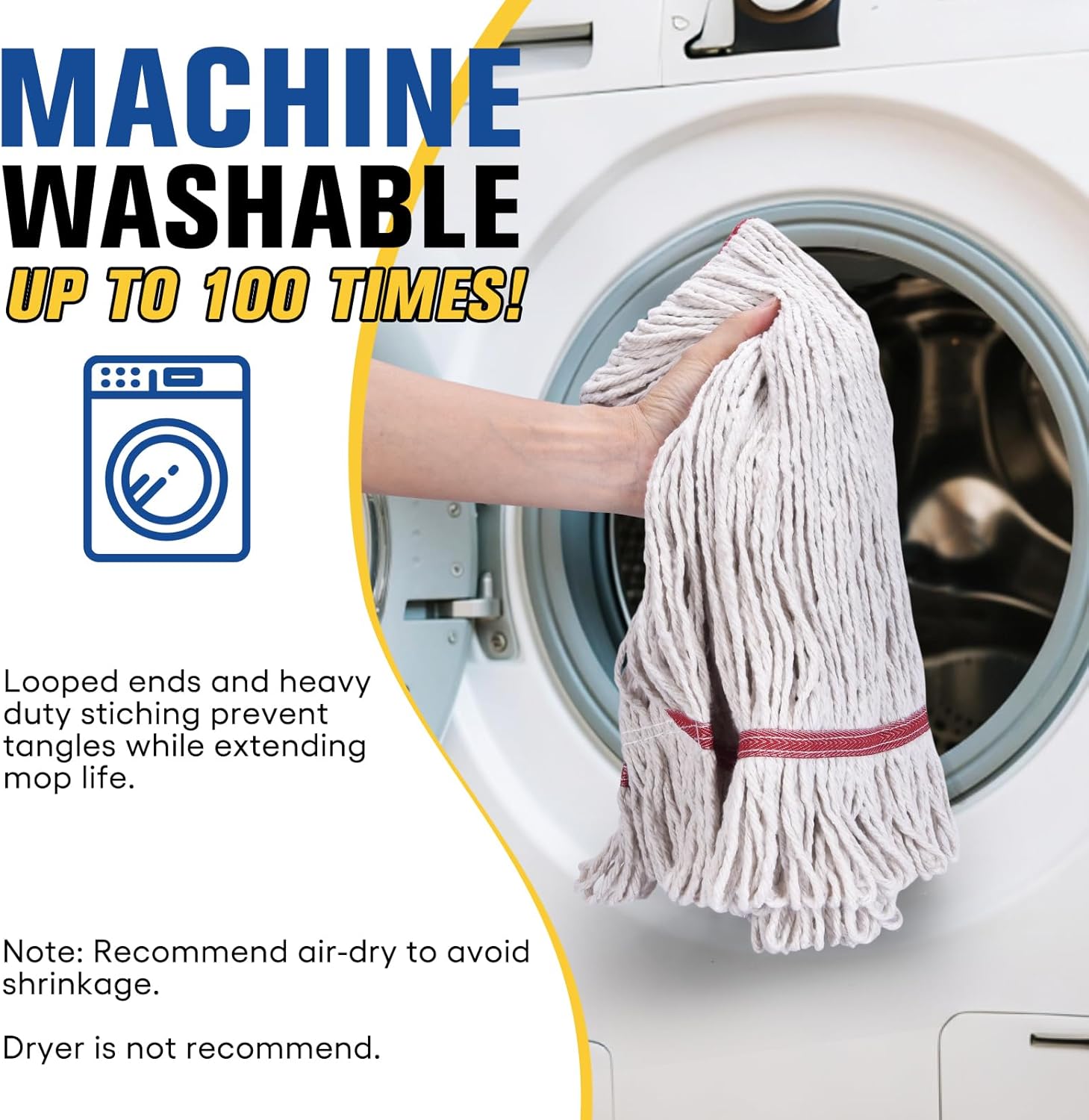 Matthew Cleaning Commercial Mop Head Replacement, 5 Inch Wide Headband, Looped End Cotton Blend